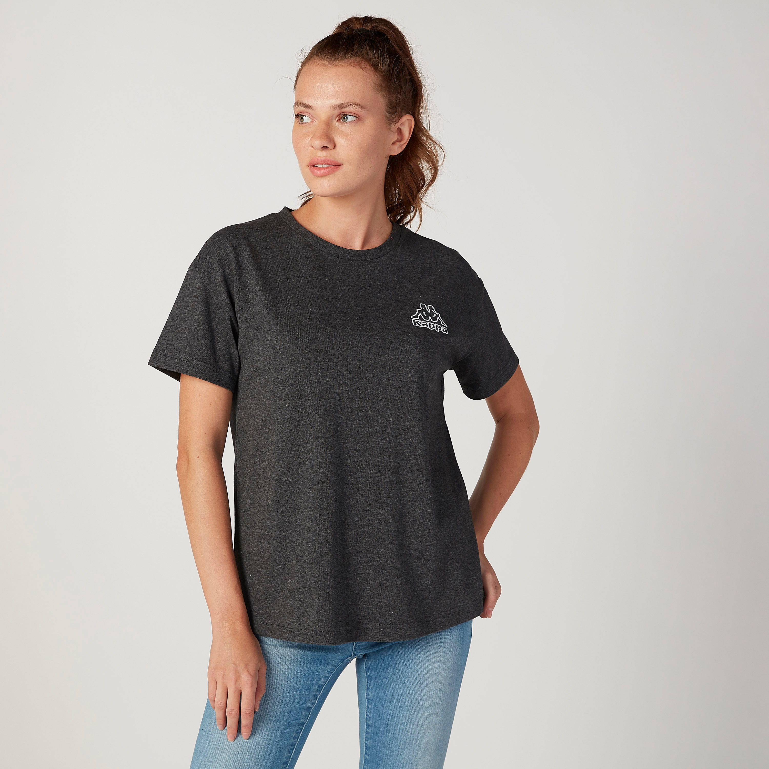 Kappa Textured T-shirt with Round Neck and Short Sleeves-women-clothing-tshirts-image-1