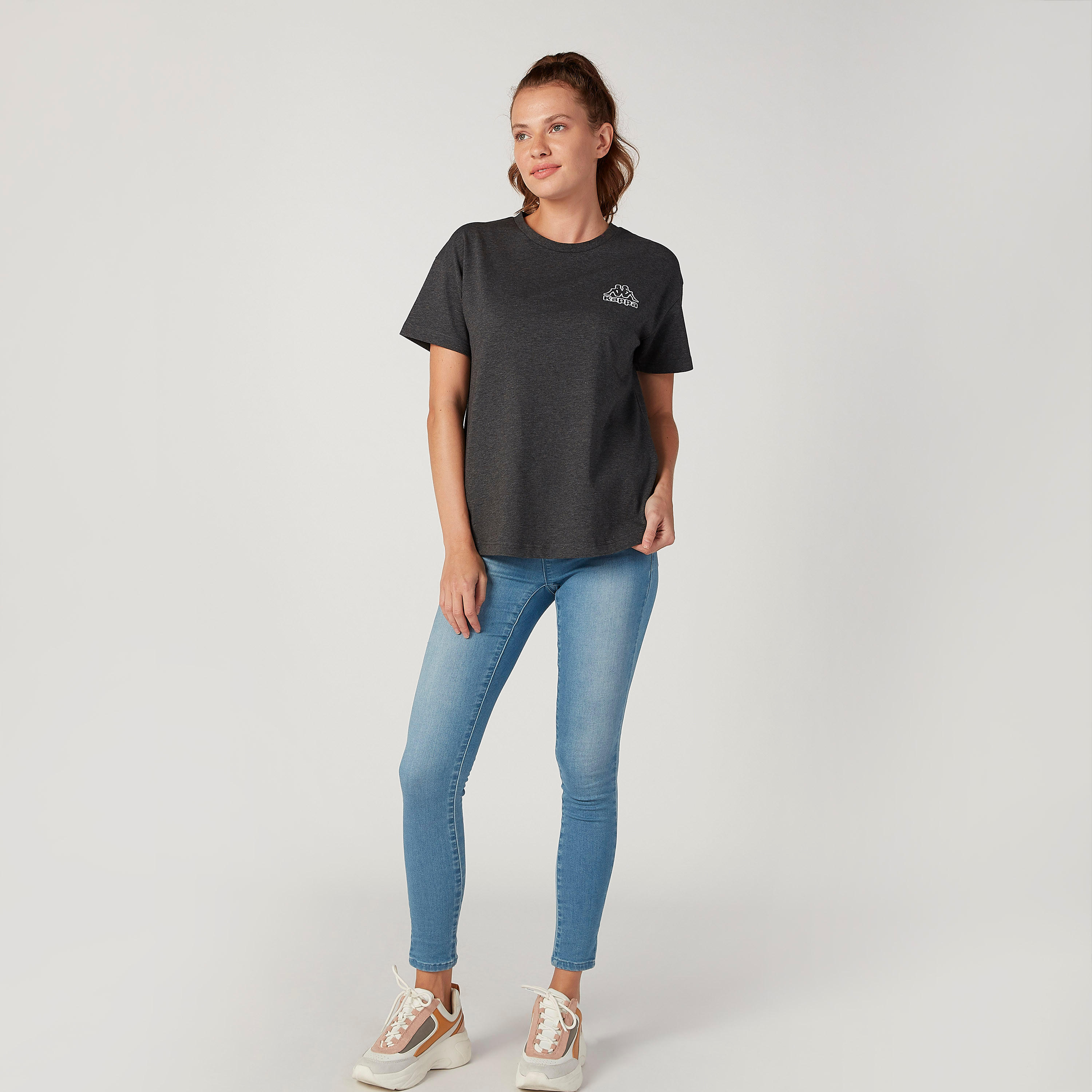Kappa Textured T-shirt with Round Neck and Short Sleeves-women-clothing-tshirts-image-2