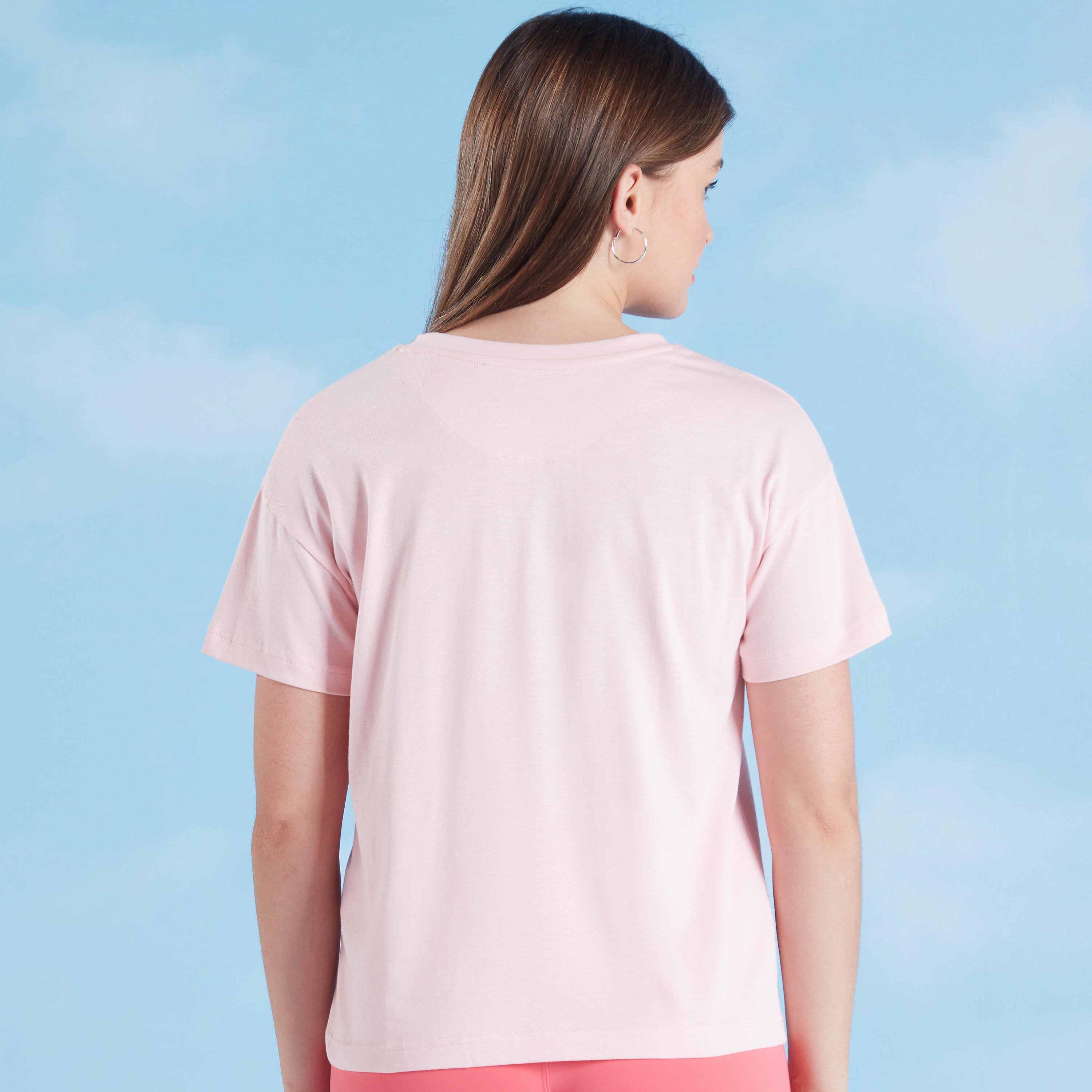 تيشيرت سادة بياقة مستديرة وأكمام قصيرة من كابا-women-clothing-sportswearandactivewear-tshirtsandvests-image-4