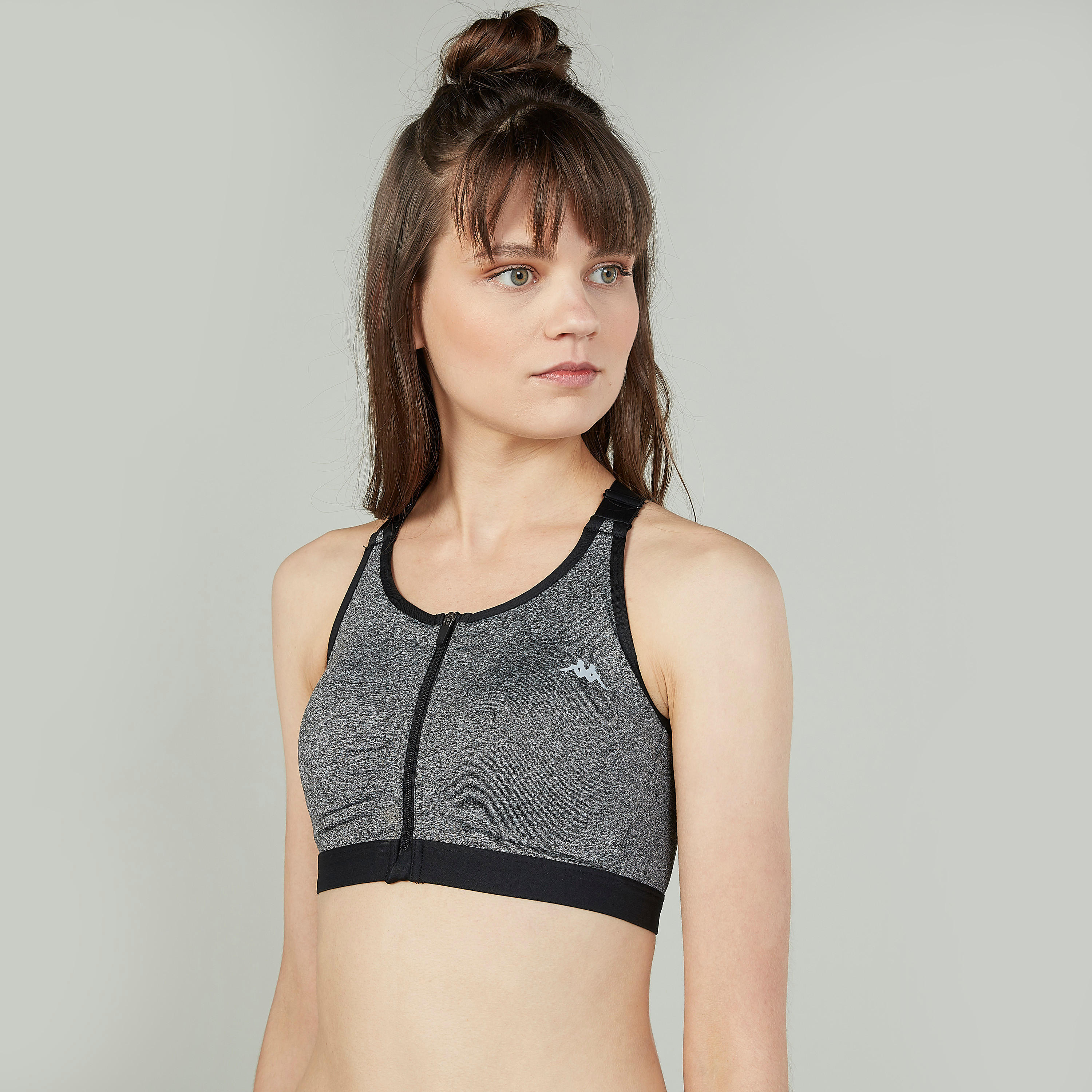 صدرية رياضية سادة بسحاب إغلاق وظهر ريسر من كابا-sports-women-clothing-sportsbras-image-4