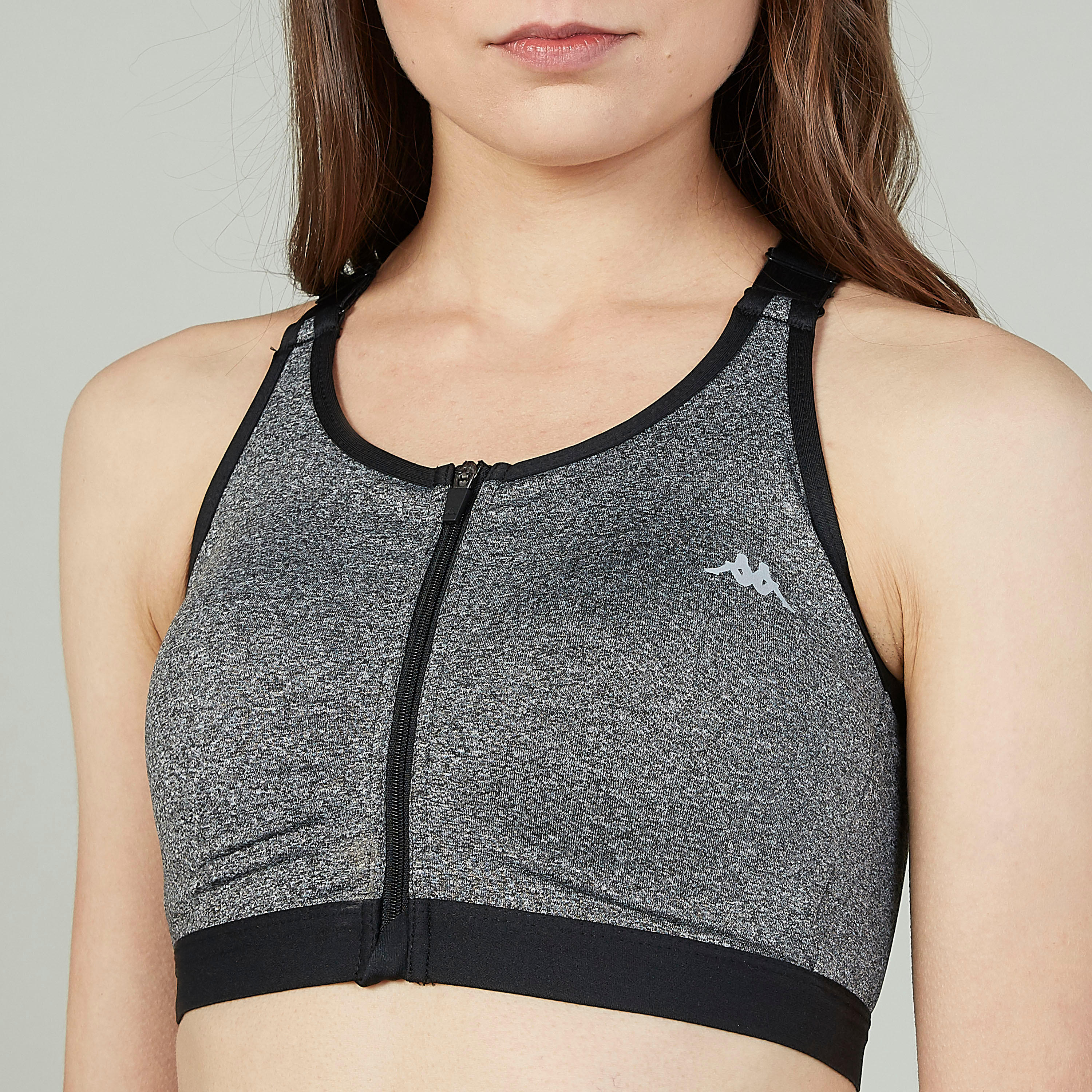 صدرية رياضية سادة بسحاب إغلاق وظهر ريسر من كابا-sports-women-clothing-sportsbras-image-2