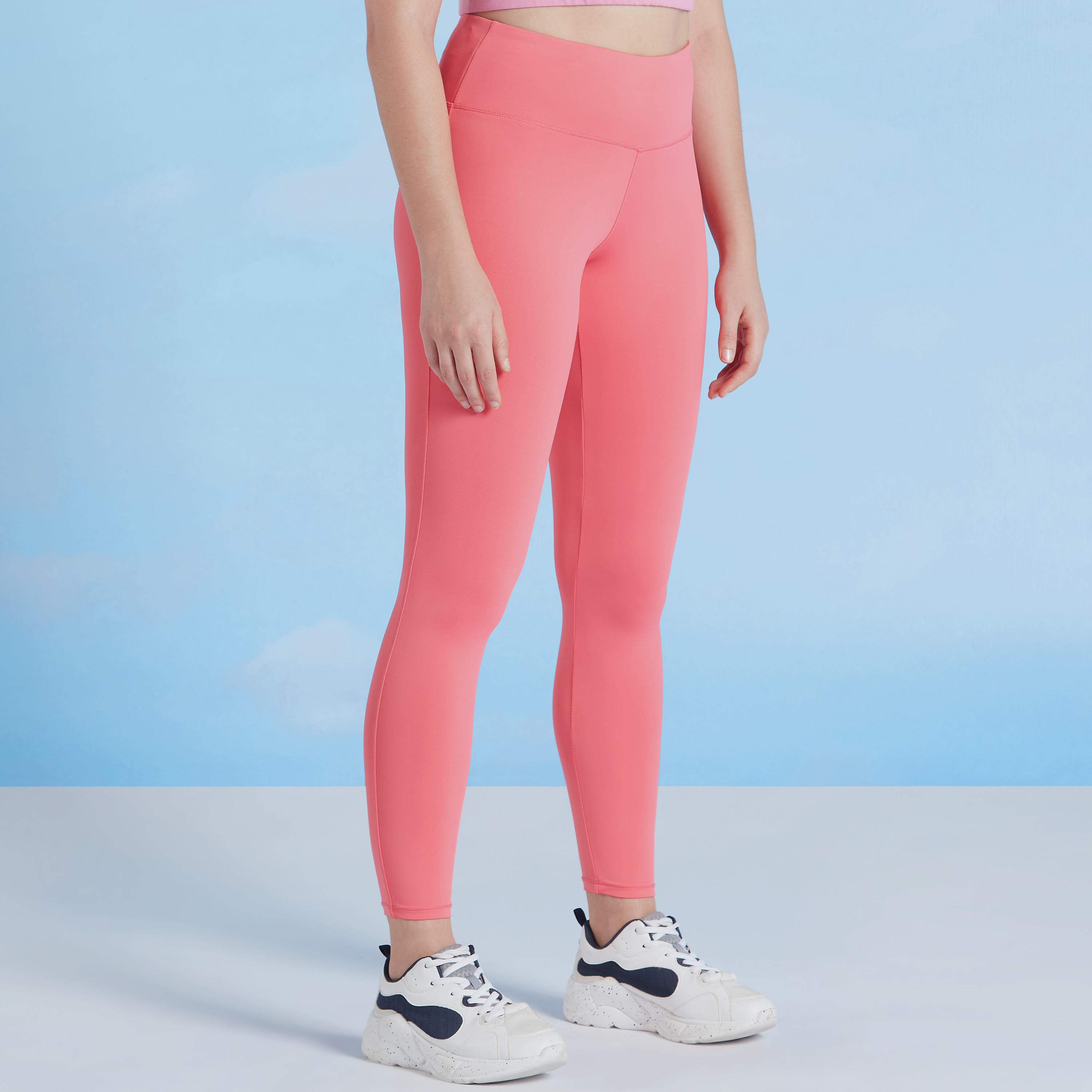 Kappa Plain Leggings with Elasticised Waistband-women-clothing-bottoms-leggings-image-1