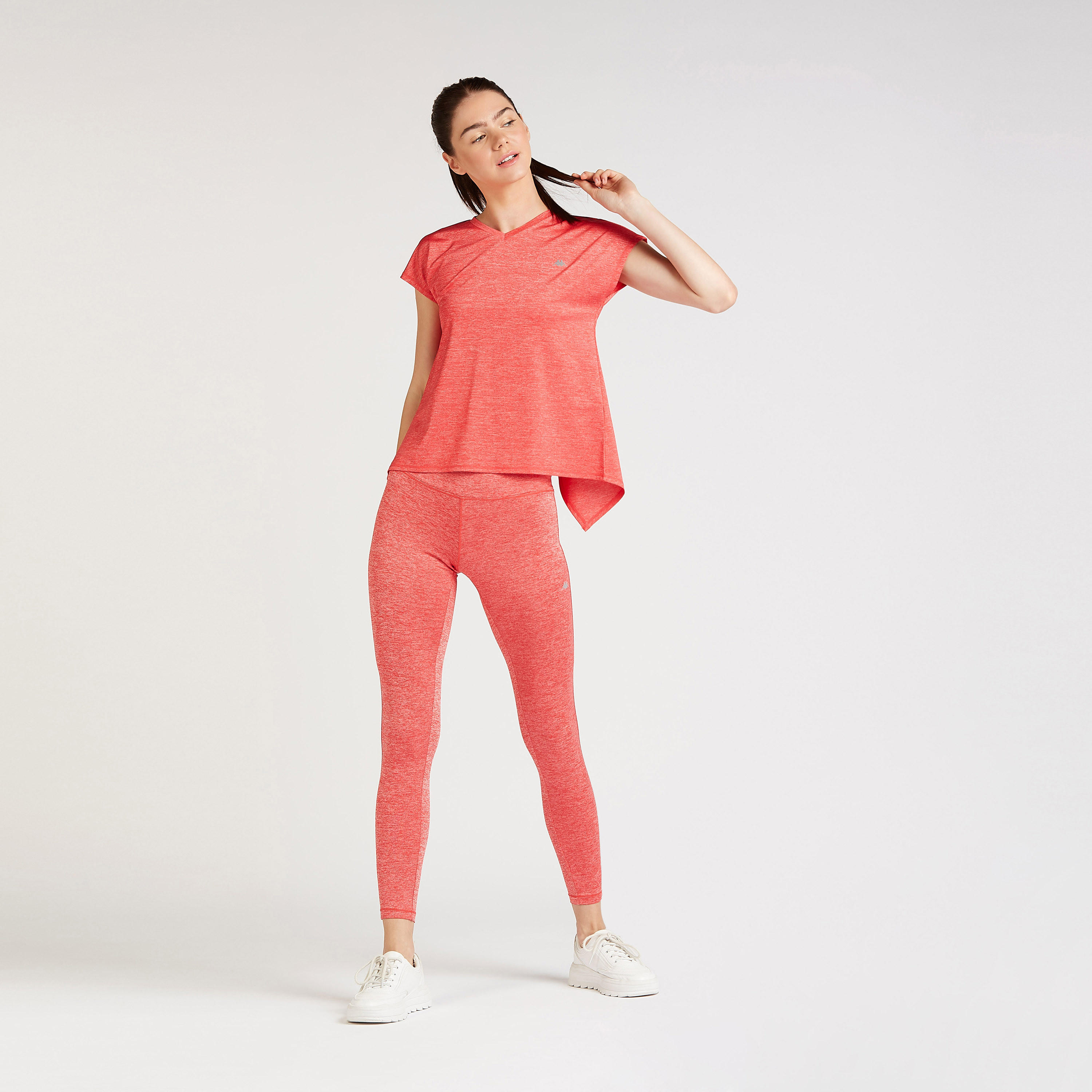 Kappa Solid T-shirt with V-neck and Extended Cap Sleeves-women-clothing-sportswearandactivewear-tshirtsandvests-image-2