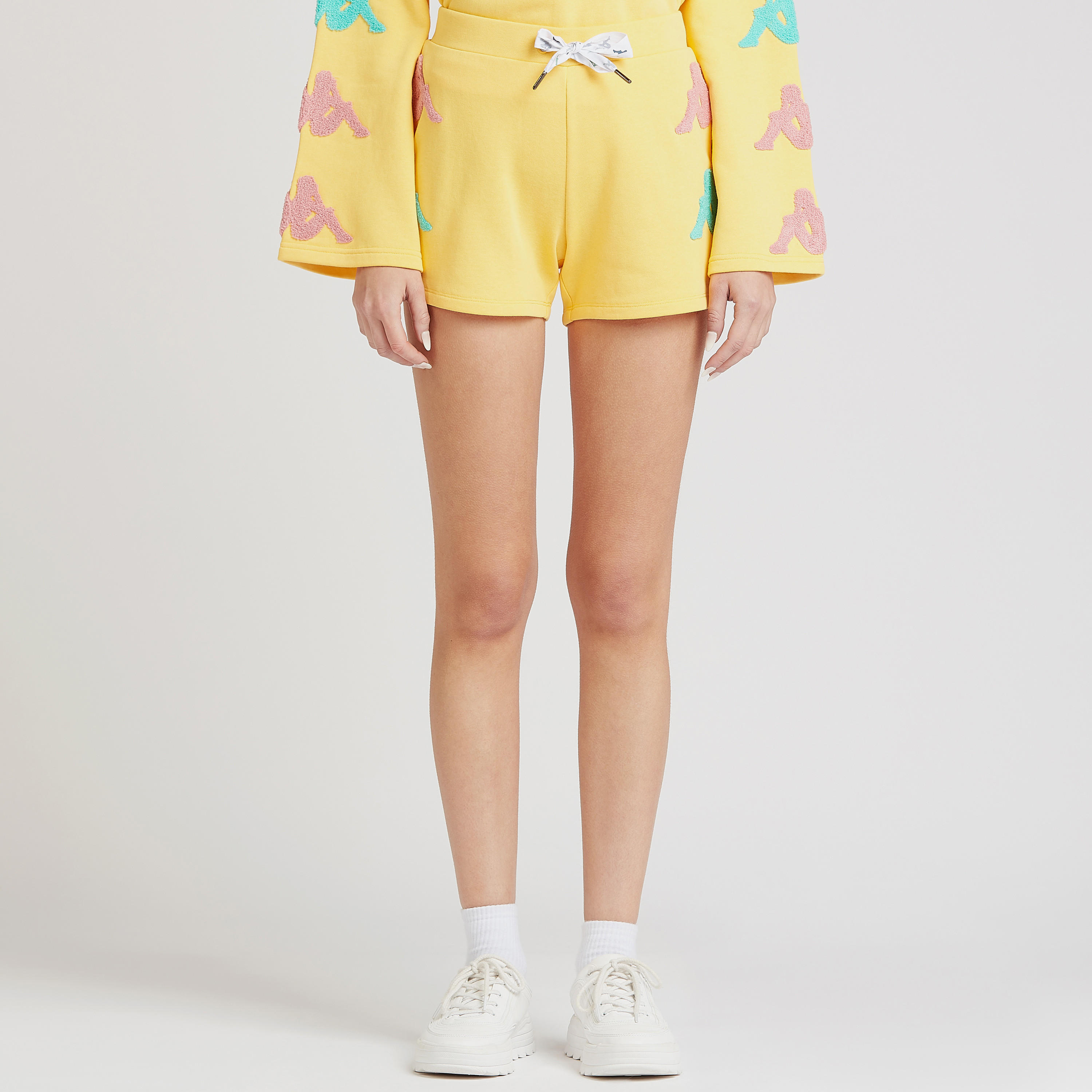 Kappa Embroidered Shorts with Elasticised Waistband and Drawstring-women-clothing-sportswearandactivewear-bottoms-image-1