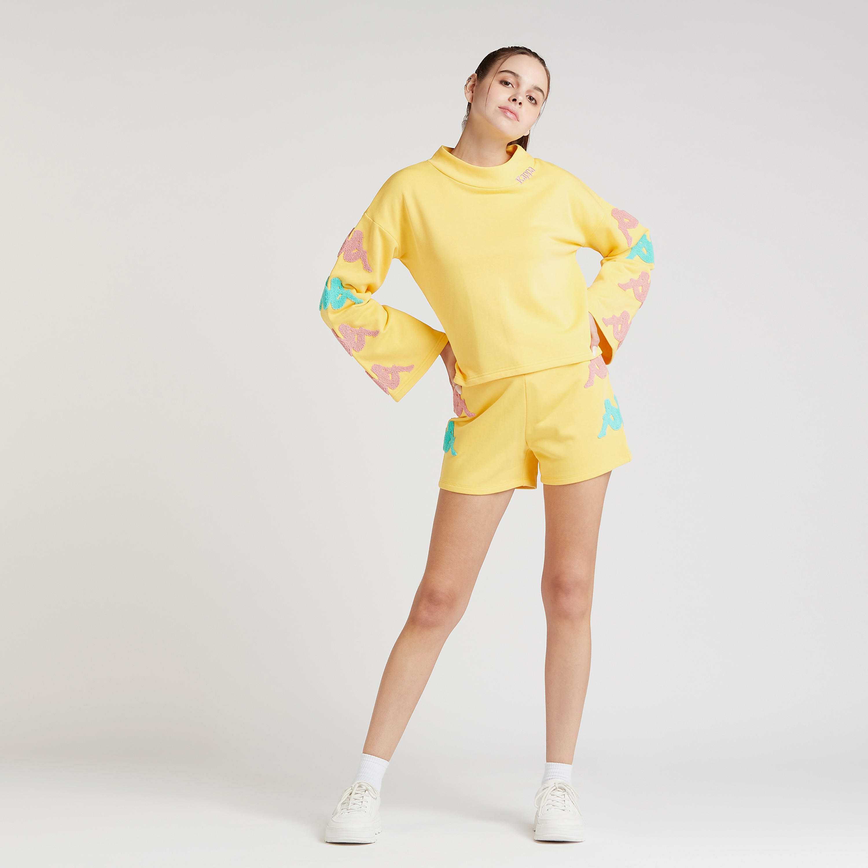 Kappa Embroidered Shorts with Elasticised Waistband and Drawstring-women-clothing-sportswearandactivewear-bottoms-image-2