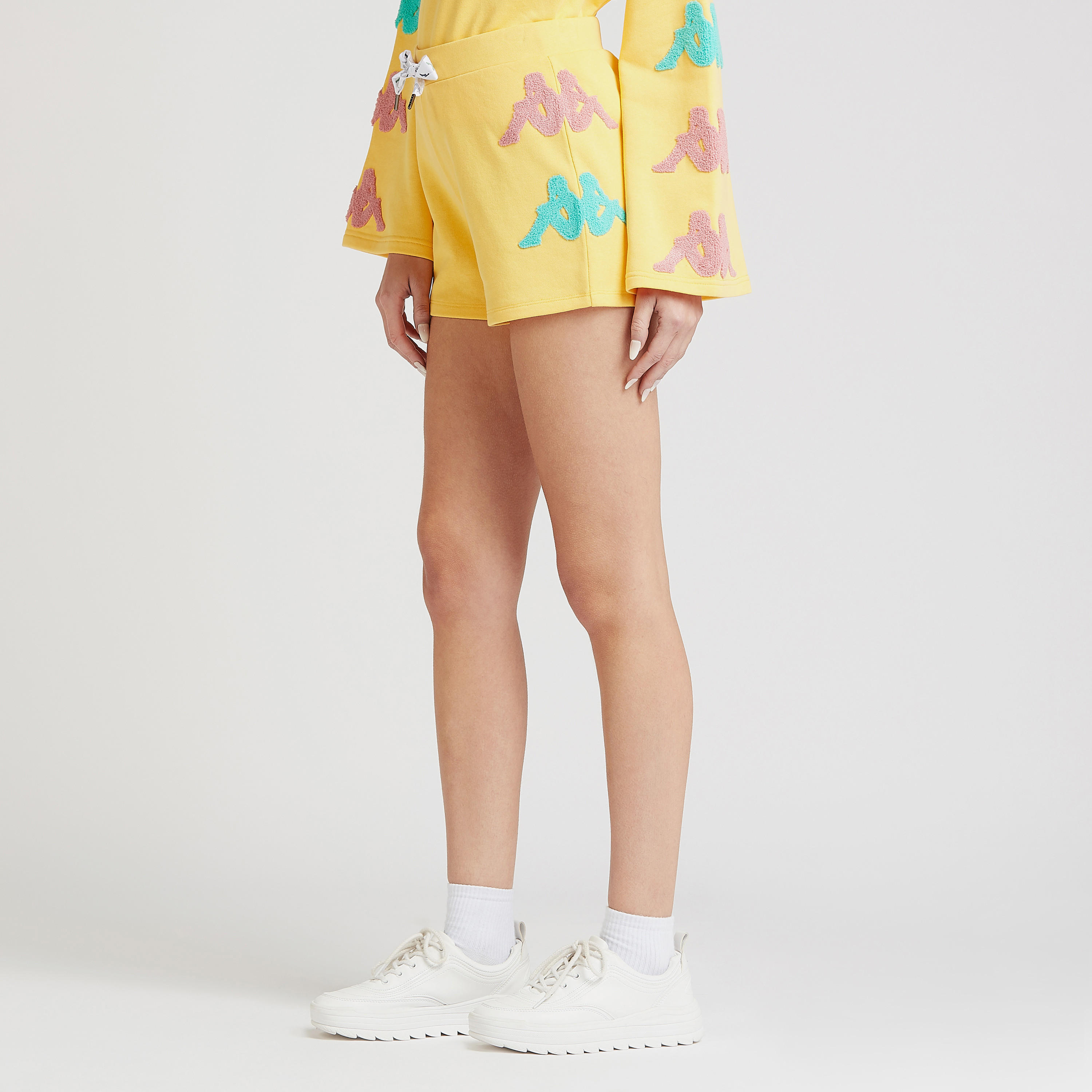 Kappa Embroidered Shorts with Elasticised Waistband and Drawstring-women-clothing-sportswearandactivewear-bottoms-image-5