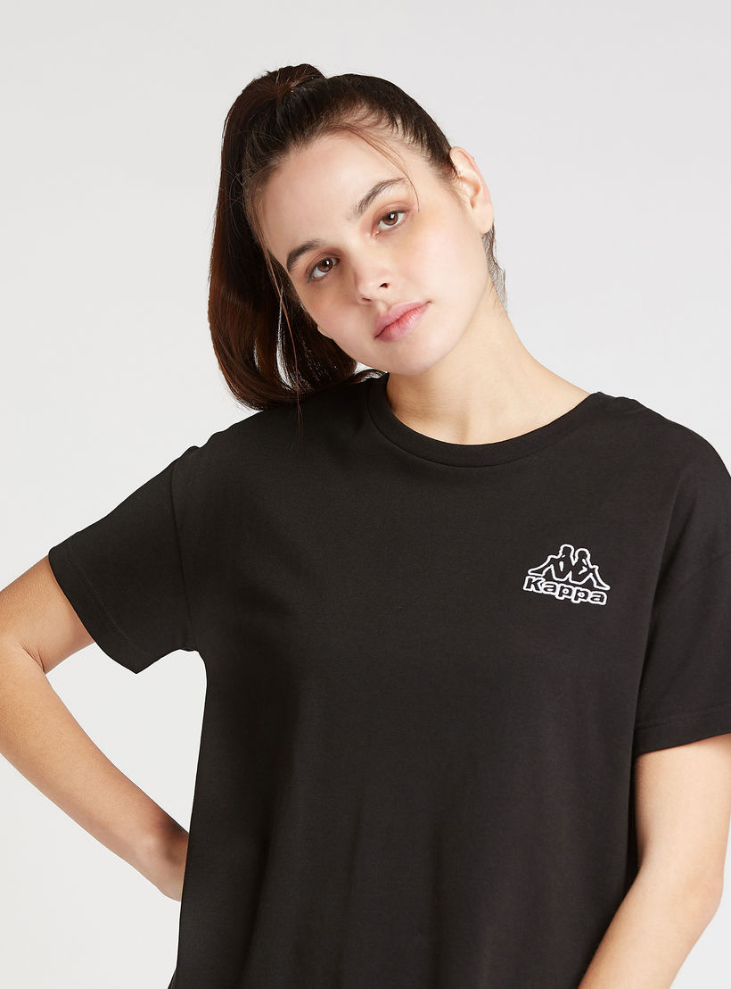 تيشيرت سادة بياقة مستديرة وأكمام قصيرة من كابا-women-clothing-sportswearandactivewear-tshirtsandvests-image-2