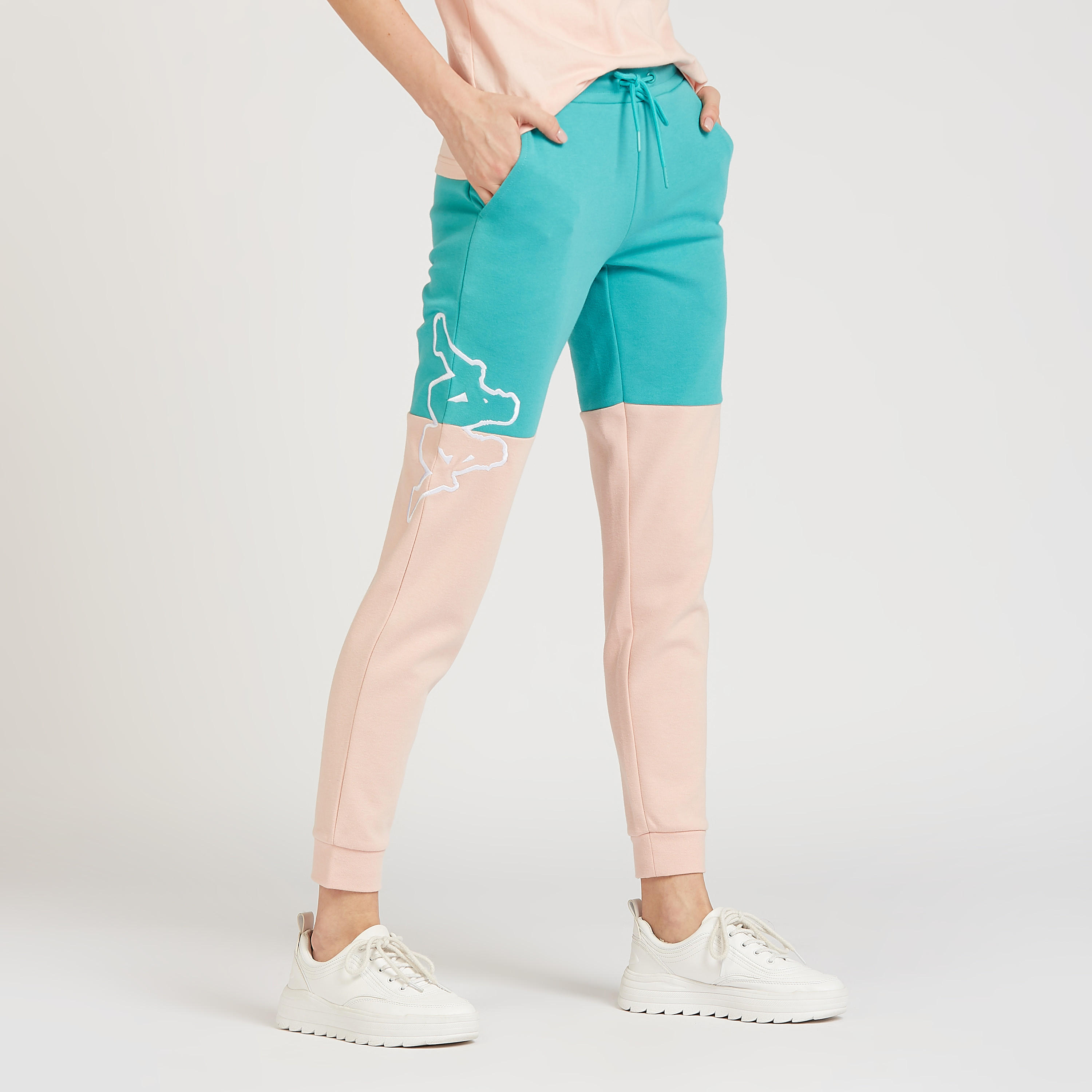 بنطلون رياضي قوالب ملونة بتفاصيل جيوب من كابا-women-clothing-sportswearandactivewear-bottoms-image-1