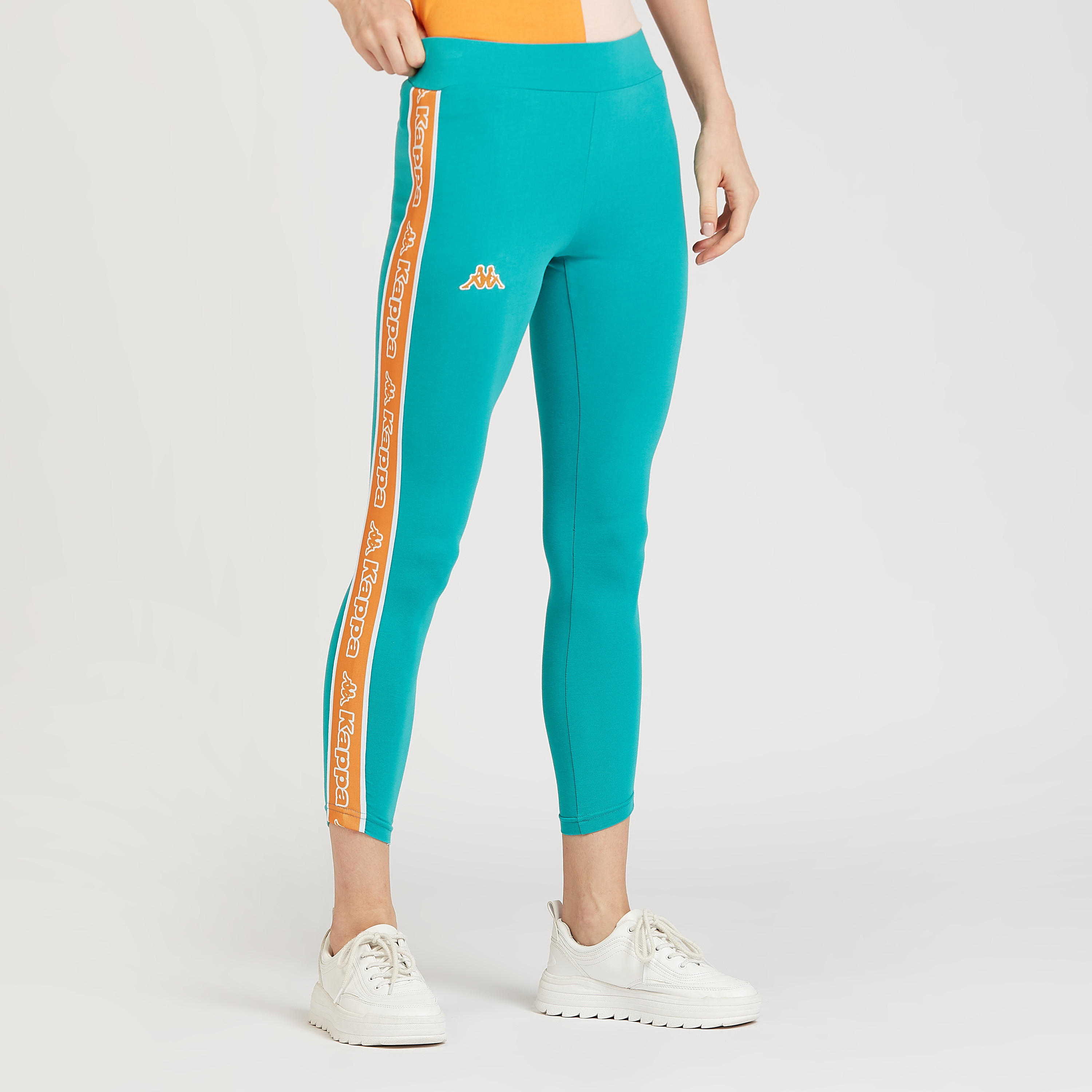 بنطلون ليقنز سادة بخصر مطّاطي وتفاصيل شريطة-women-clothing-sportswearandactivewear-bottoms-image-1