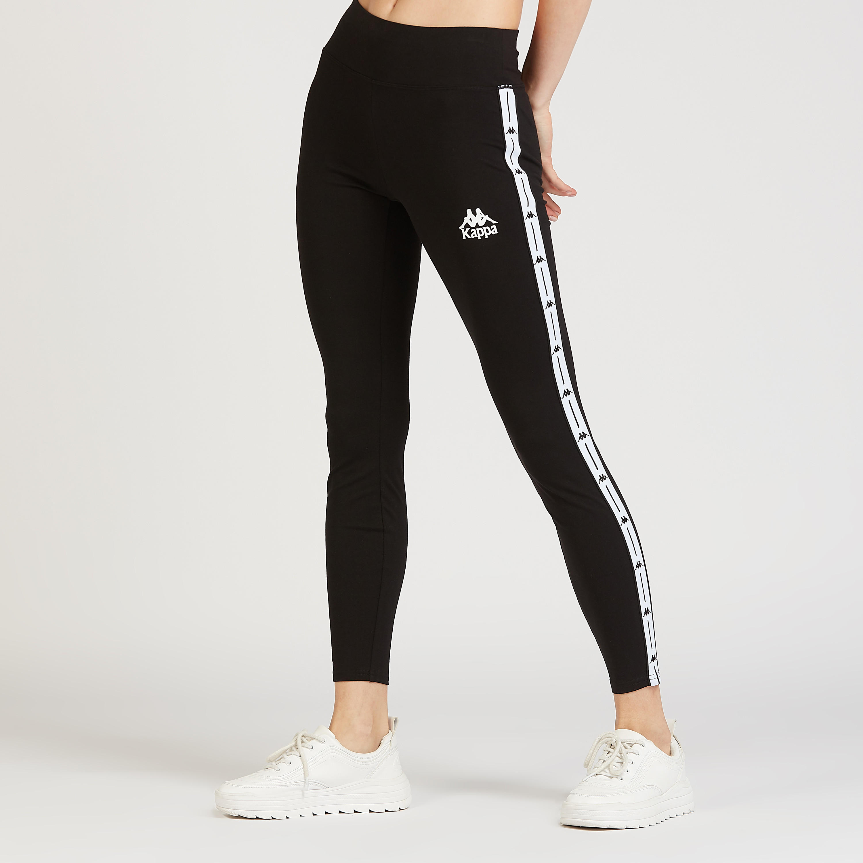 بنطلون ليقنز بخصر مطاطي وتفاصيل شريطة من كابا-women-clothing-bottoms-leggings-image-1