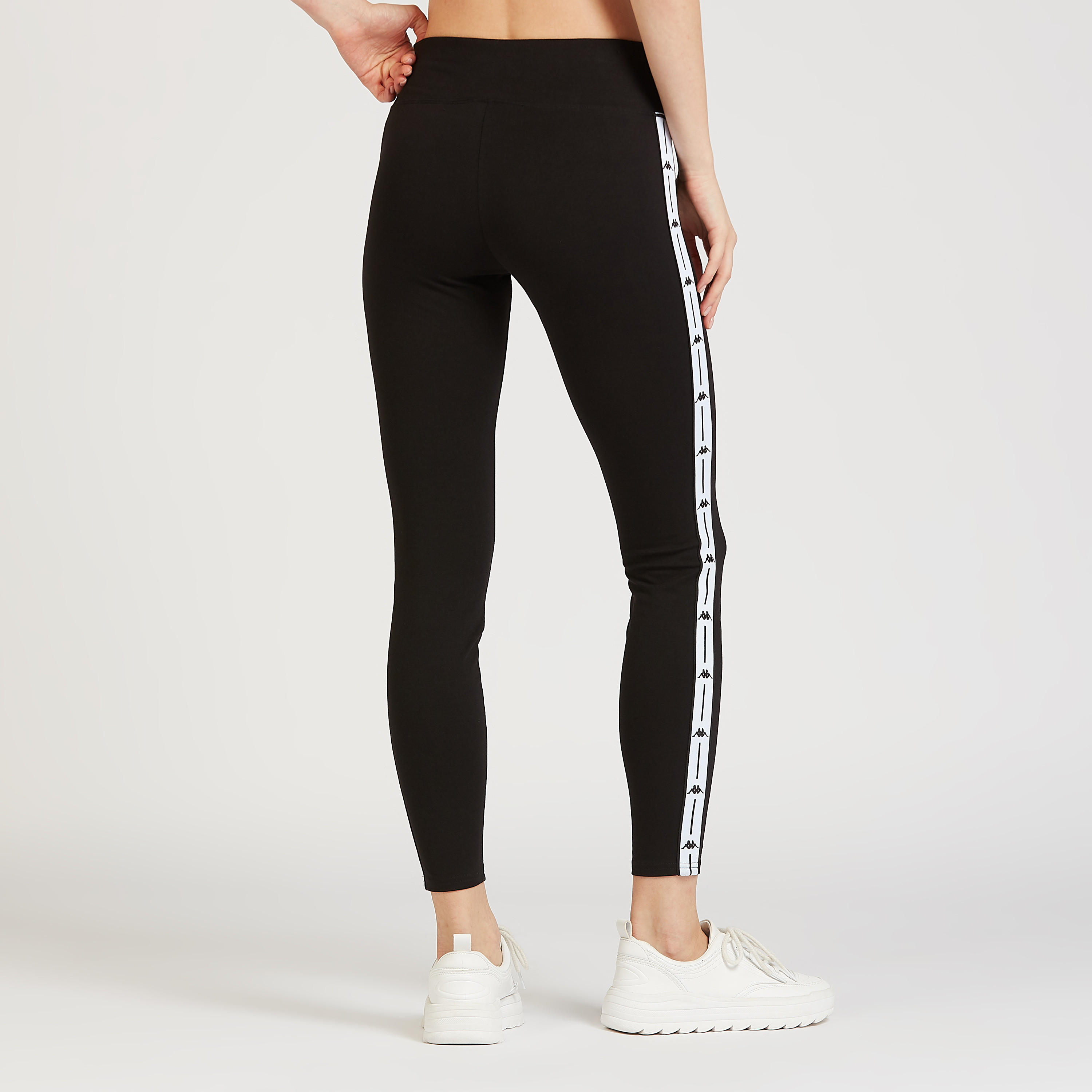 بنطلون ليقنز بخصر مطاطي وتفاصيل شريطة من كابا-women-clothing-bottoms-leggings-image-4
