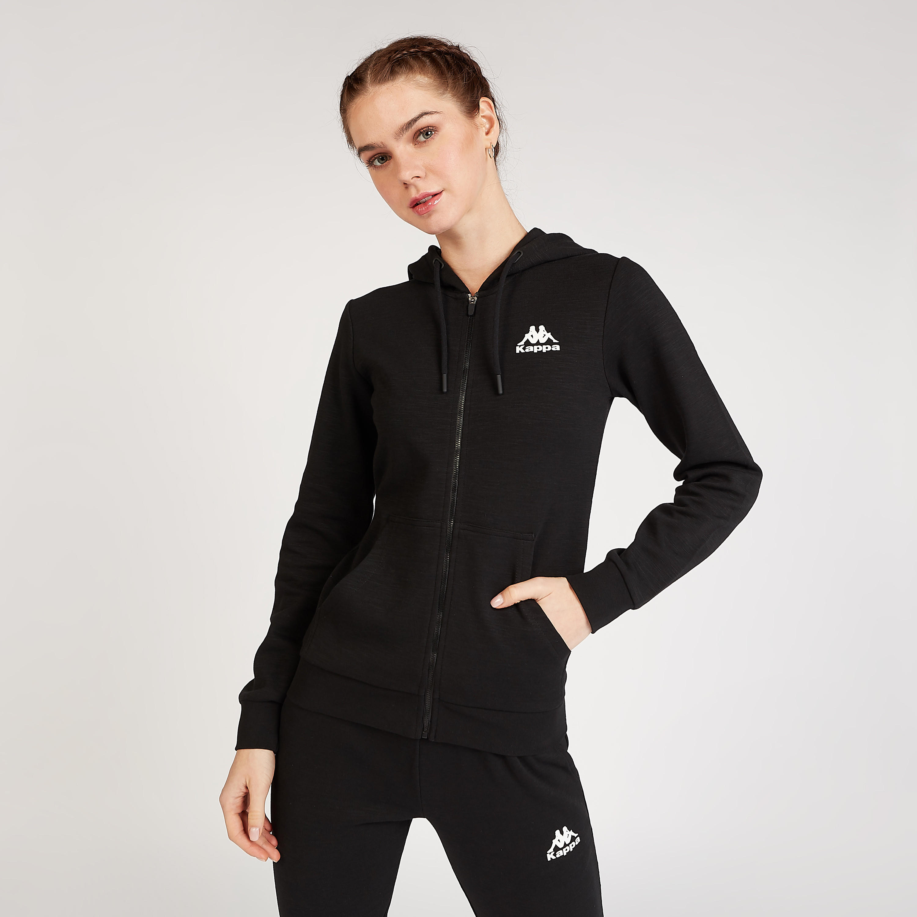 هودي بارز الملمس بتفاصيل جيوب من كابا-women-clothing-sportswearandactivewear-hoodiesandsweatshirts-image-1