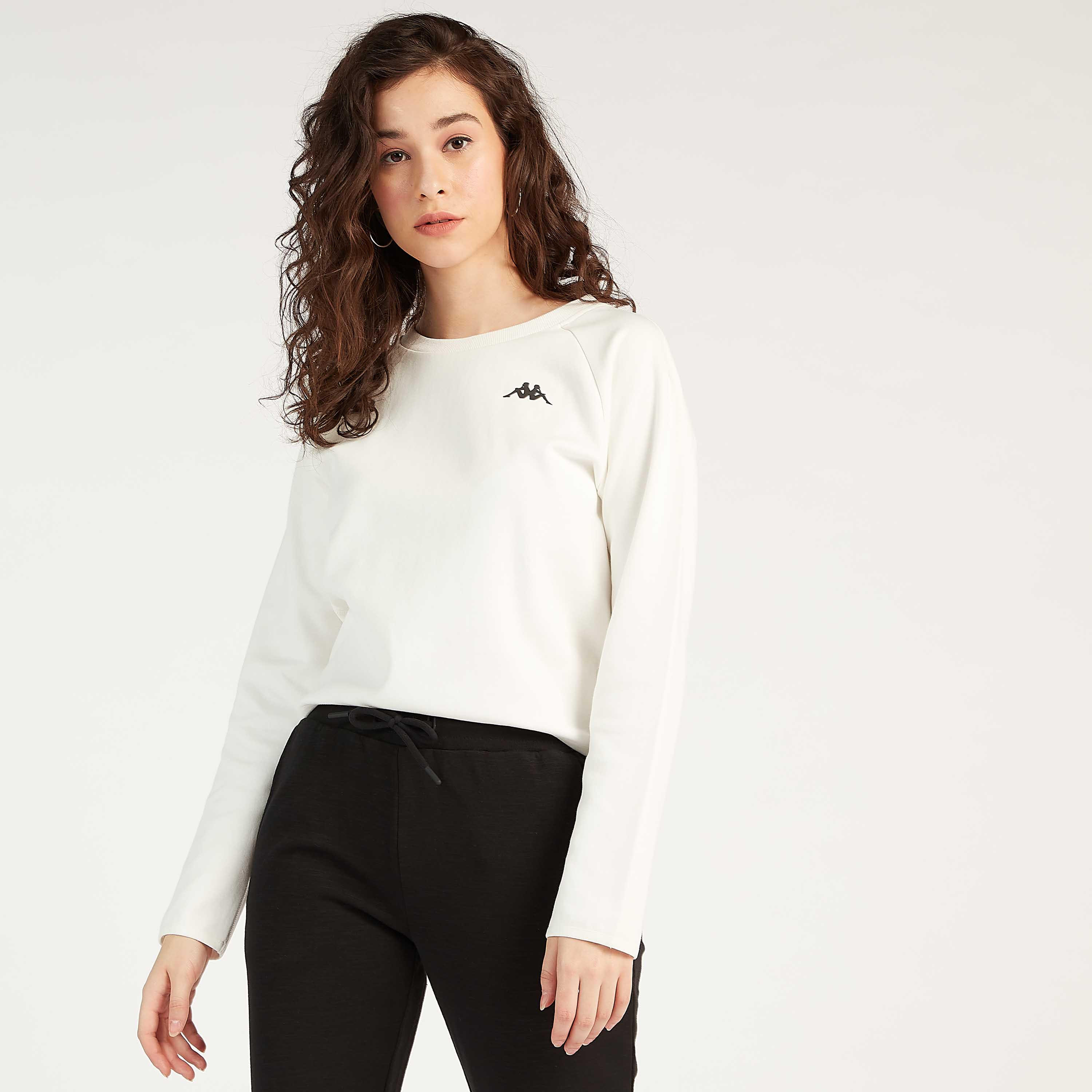 Sustainable Kappa Solid Sweatshirt with Long Sleeves-women-clothing-sportswearandactivewear-hoodiesandsweatshirts-image-1