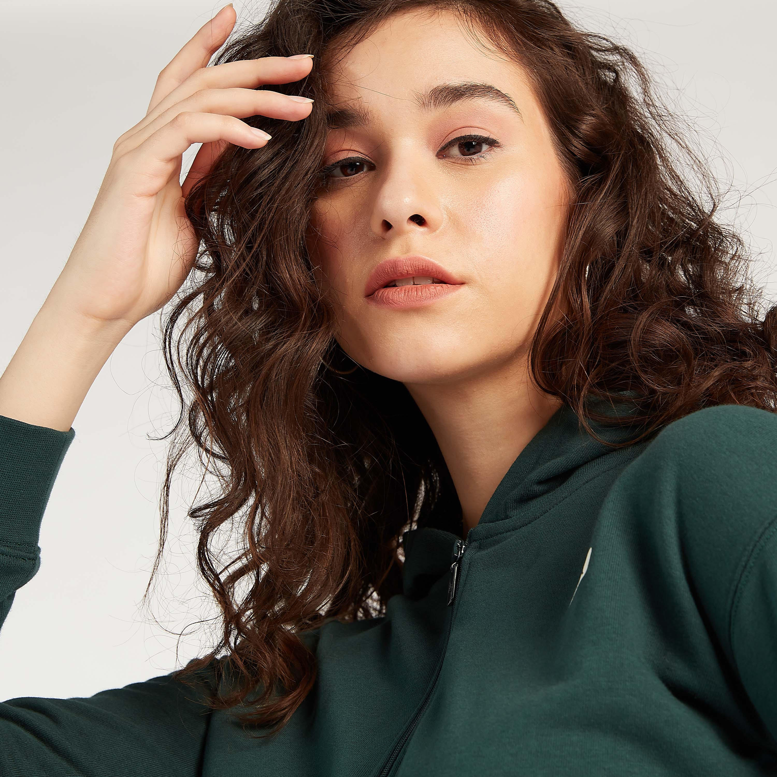 Sustainable Kappa Solid Hoodie with Tape Detail and Zip Closure-women-clothing-sportswearandactivewear-hoodiesandsweatshirts-image-7