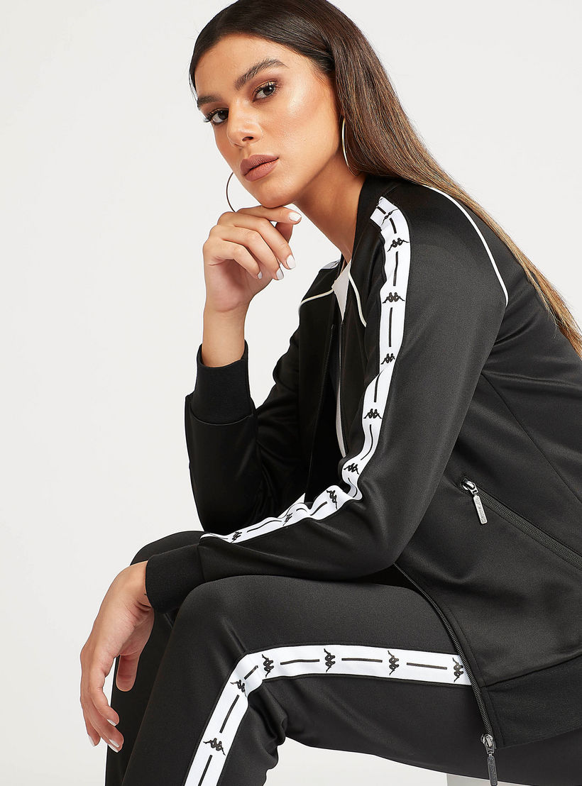 Kappa Logo Print Jacket with Long Sleeves-women-clothing-sportswearandactivewear-coatsandjackets-jackets-image-1