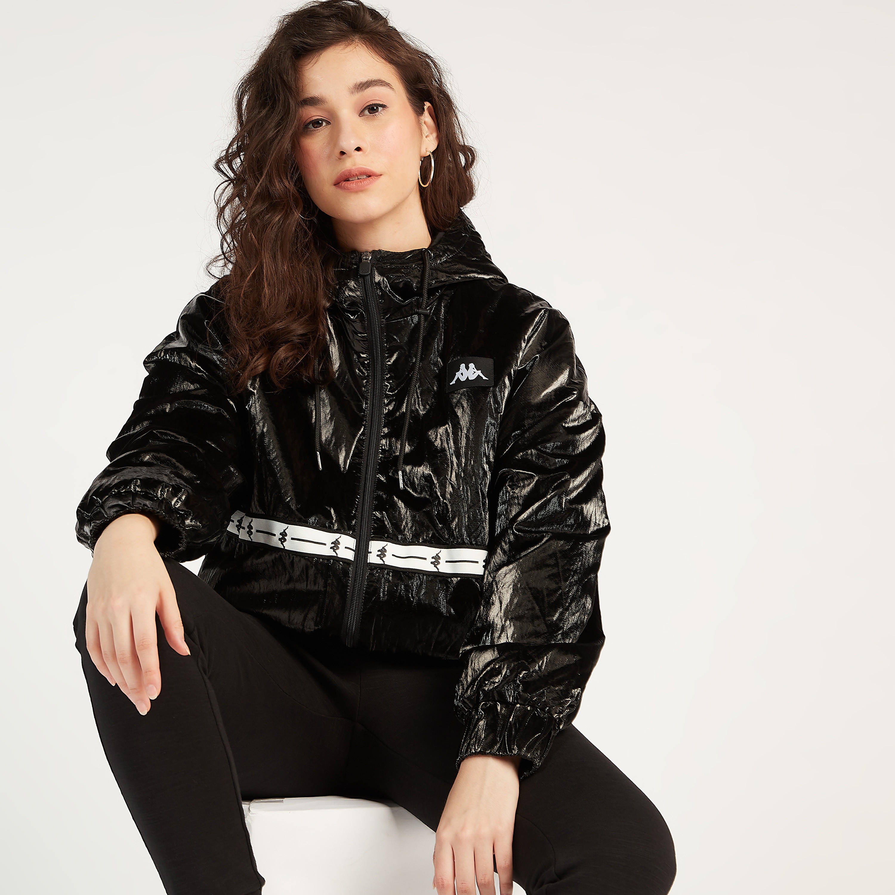 جاكيت بسحاب إغلاق وقبّعة وتفاصيل شريطة من كابا-women-clothing-sportswearandactivewear-coatsandjackets-jackets-image-1