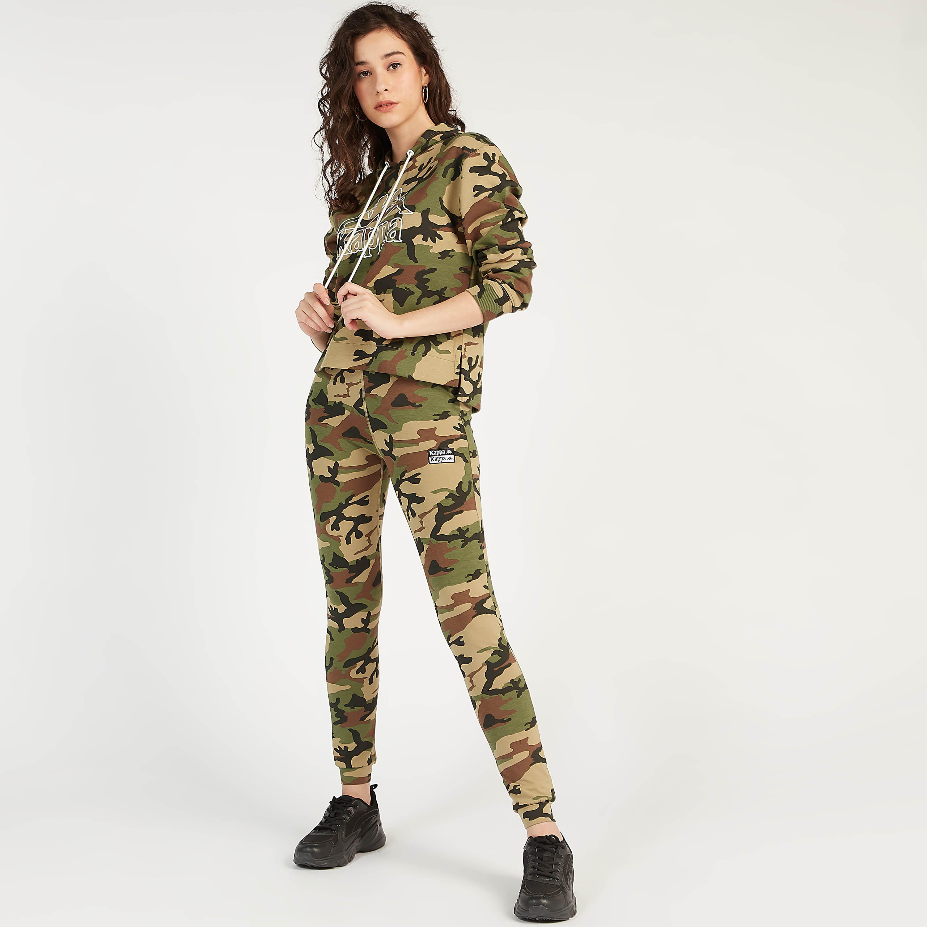 Kappa Camouflage Print Hoodie with Long Sleeves with Logo Detail-women-clothing-sportswearandactivewear-hoodiesandsweatshirts-image-2