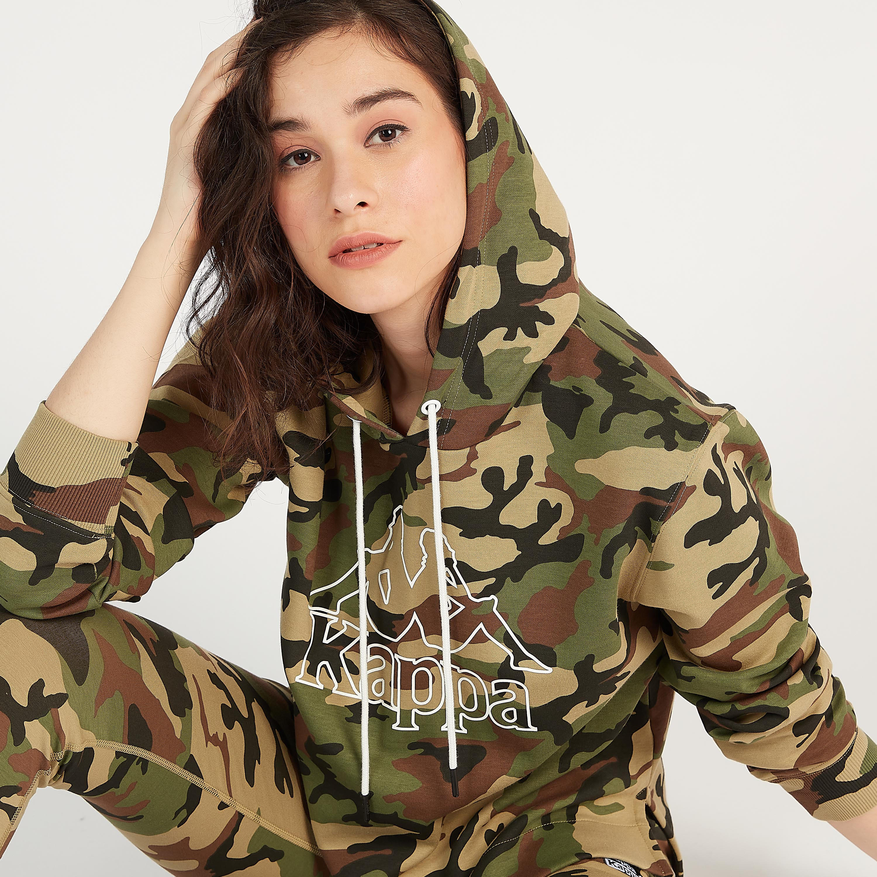 Kappa Camouflage Print Hoodie with Long Sleeves with Logo Detail-women-clothing-sportswearandactivewear-hoodiesandsweatshirts-image-3