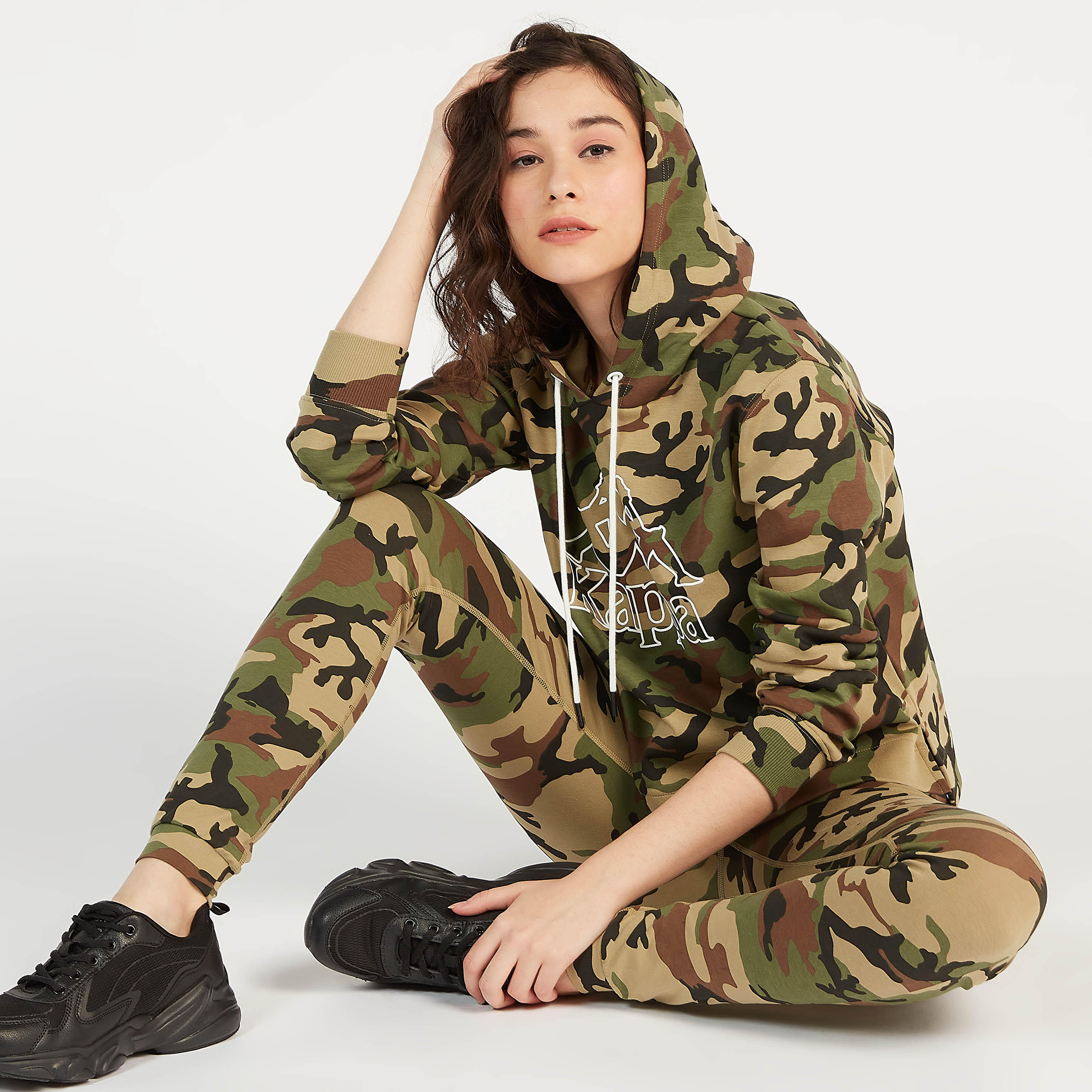Kappa Camouflage Print Hoodie with Long Sleeves with Logo Detail-women-clothing-sportswearandactivewear-hoodiesandsweatshirts-image-5