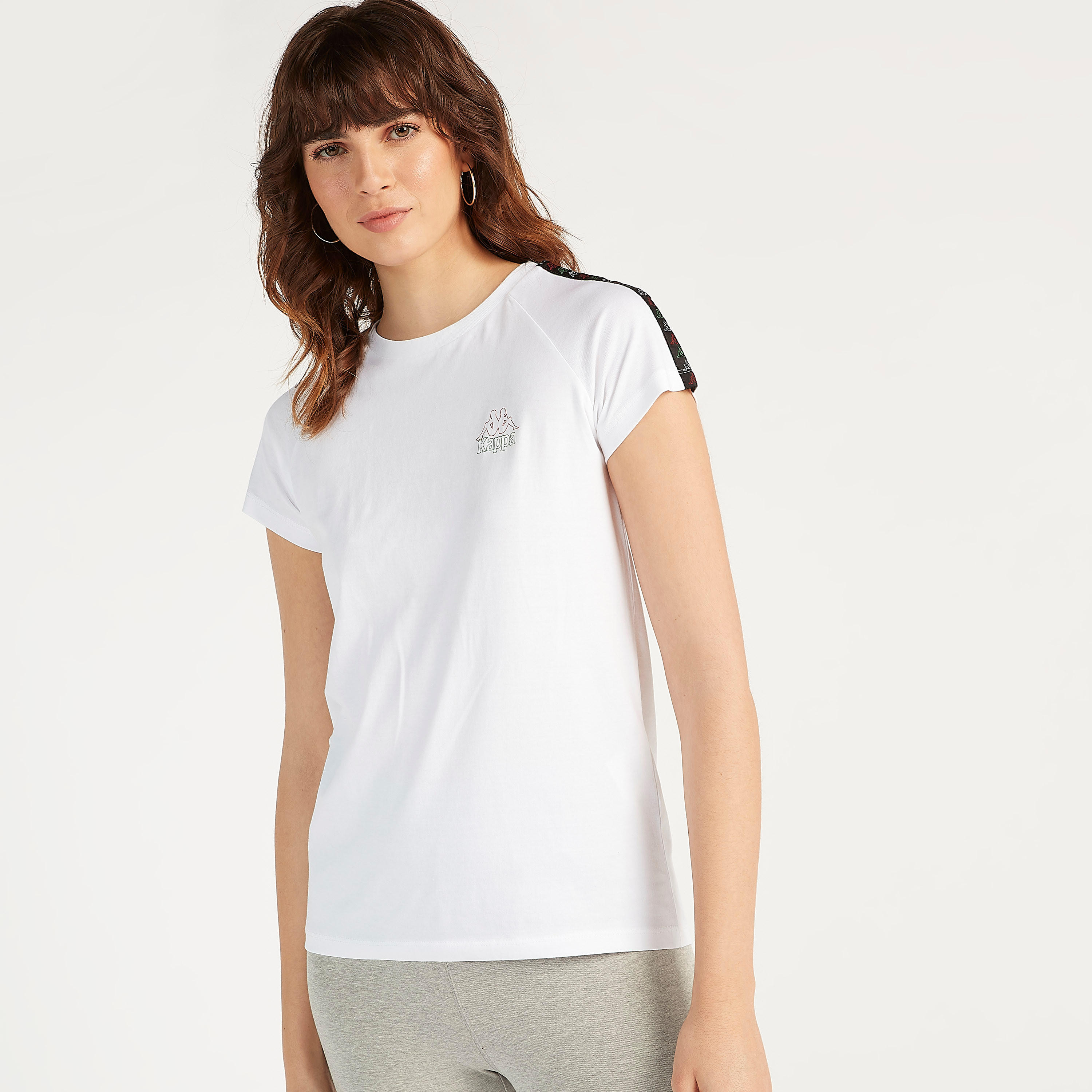 تيشيرت بأكمام كاب وطبعات شعار من كابا-women-clothing-sportswearandactivewear-tshirtsandvests-image-1