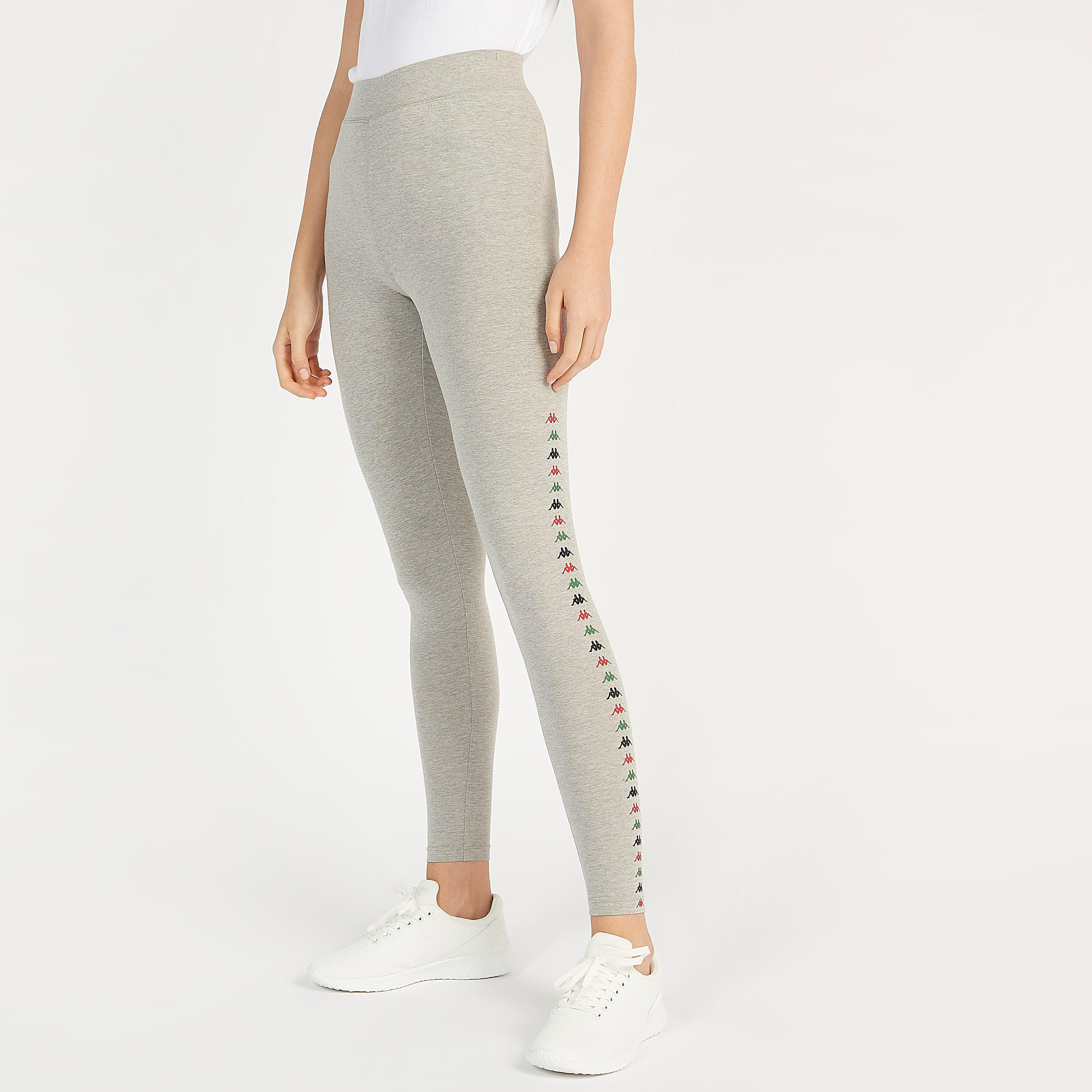بنطلون رياضي بطبعات شعار وخصر مطّاطي من كابا-women-clothing-bottoms-leggings-image-1