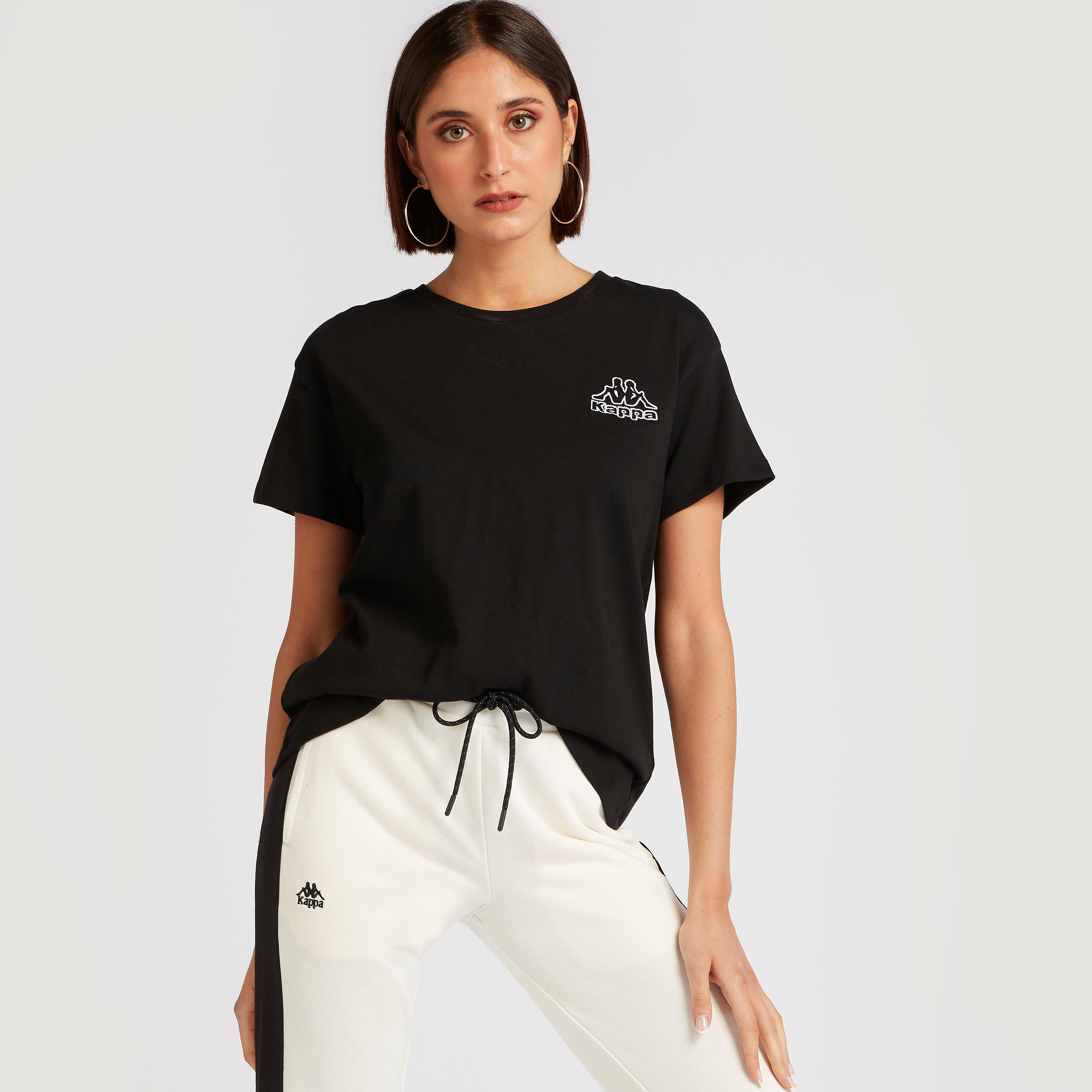 Kappa Solid Crew Neck T-shirt with Short Sleeves-women-clothing-sportswearandactivewear-tshirtsandvests-image-1