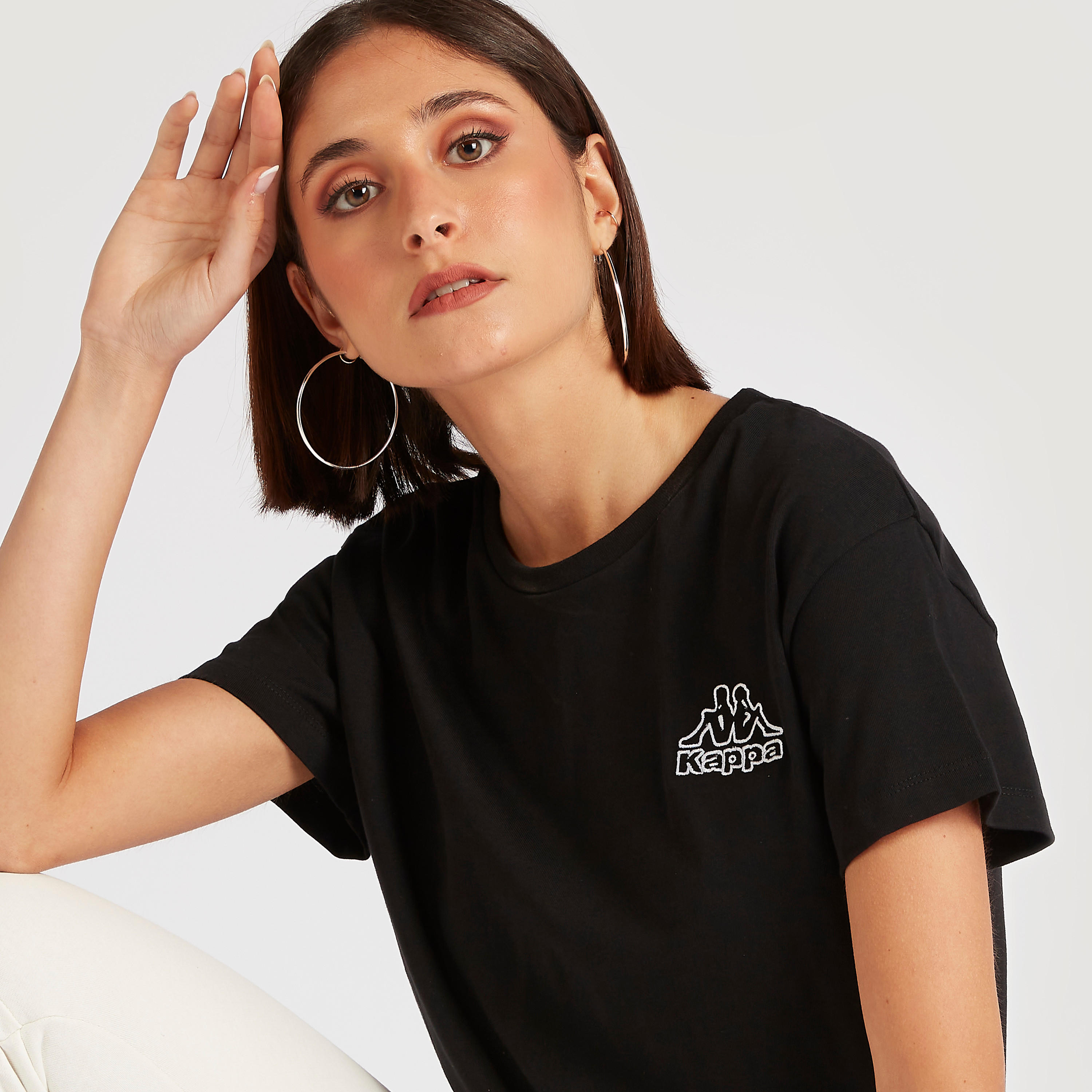 Kappa Solid Crew Neck T-shirt with Short Sleeves-women-clothing-sportswearandactivewear-tshirtsandvests-image-3