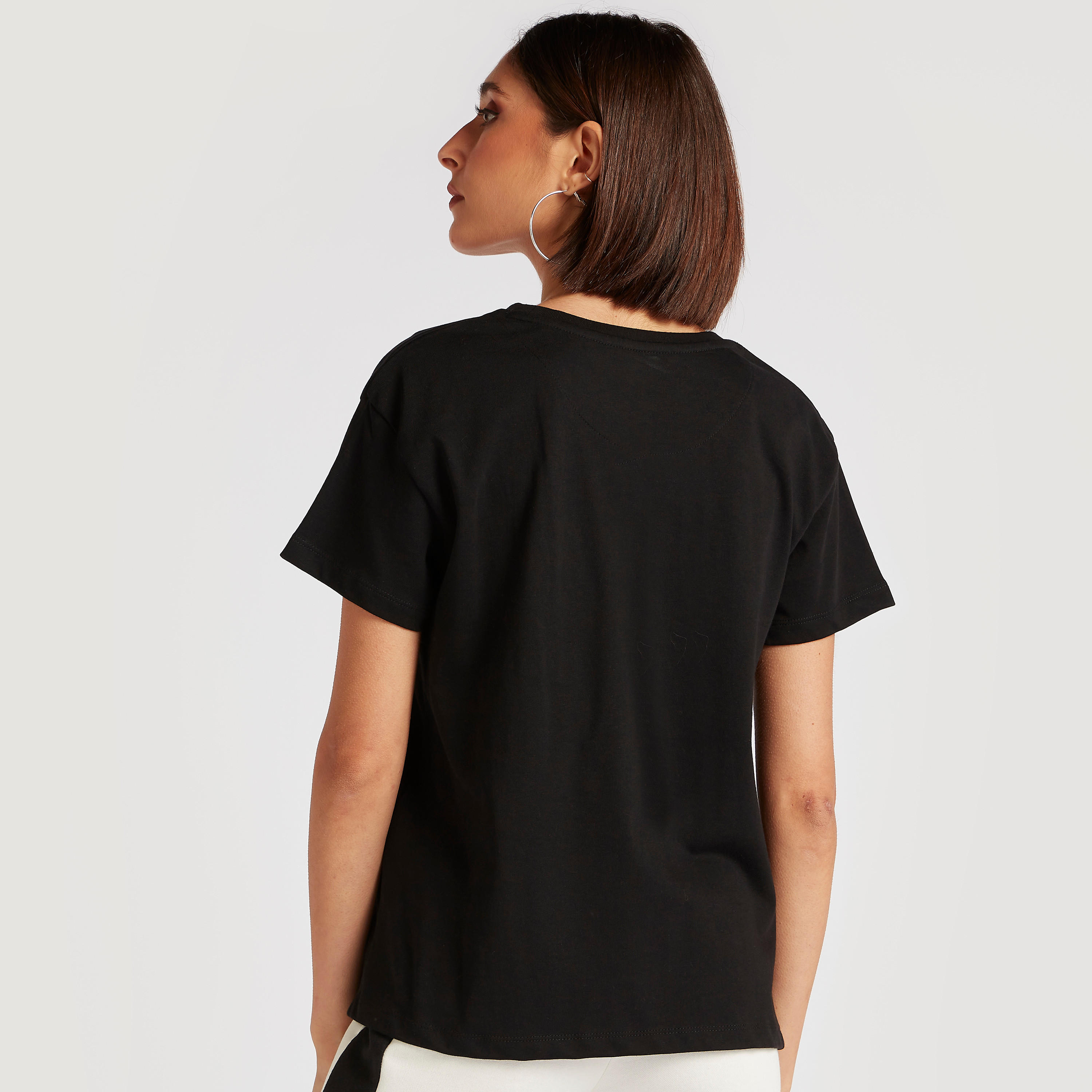 Kappa Solid Crew Neck T-shirt with Short Sleeves-women-clothing-sportswearandactivewear-tshirtsandvests-image-4