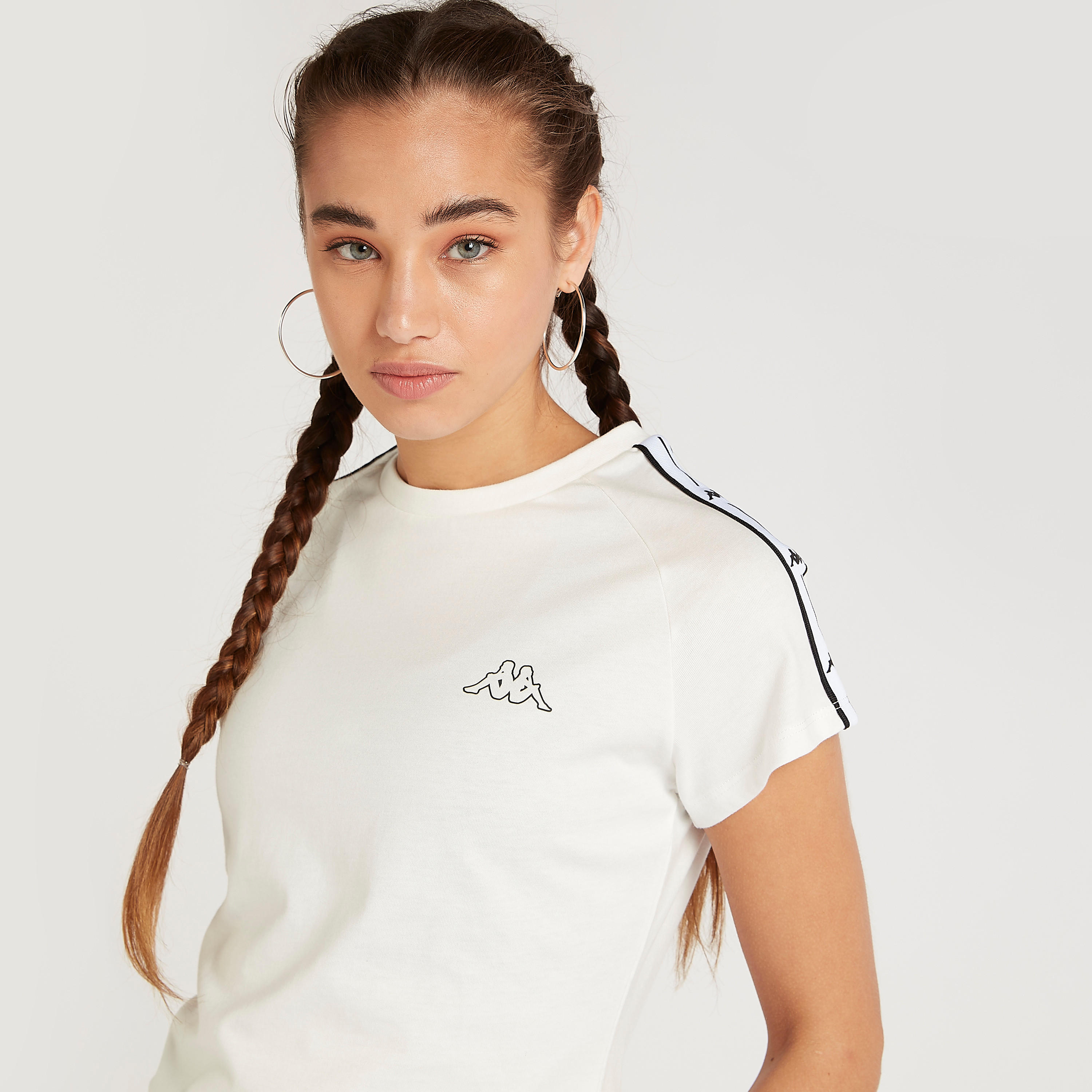 تيشيرت بأكمام كاب بتفاصيل شريطة من كابا-women-clothing-sportswearandactivewear-tshirtsandvests-image-6