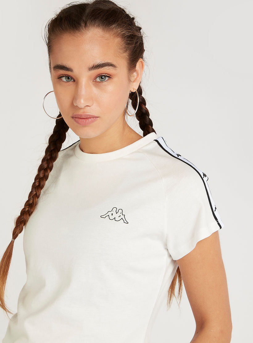 تيشيرت بأكمام كاب بتفاصيل شريطة من كابا-women-clothing-sportswearandactivewear-tshirtsandvests-image-6