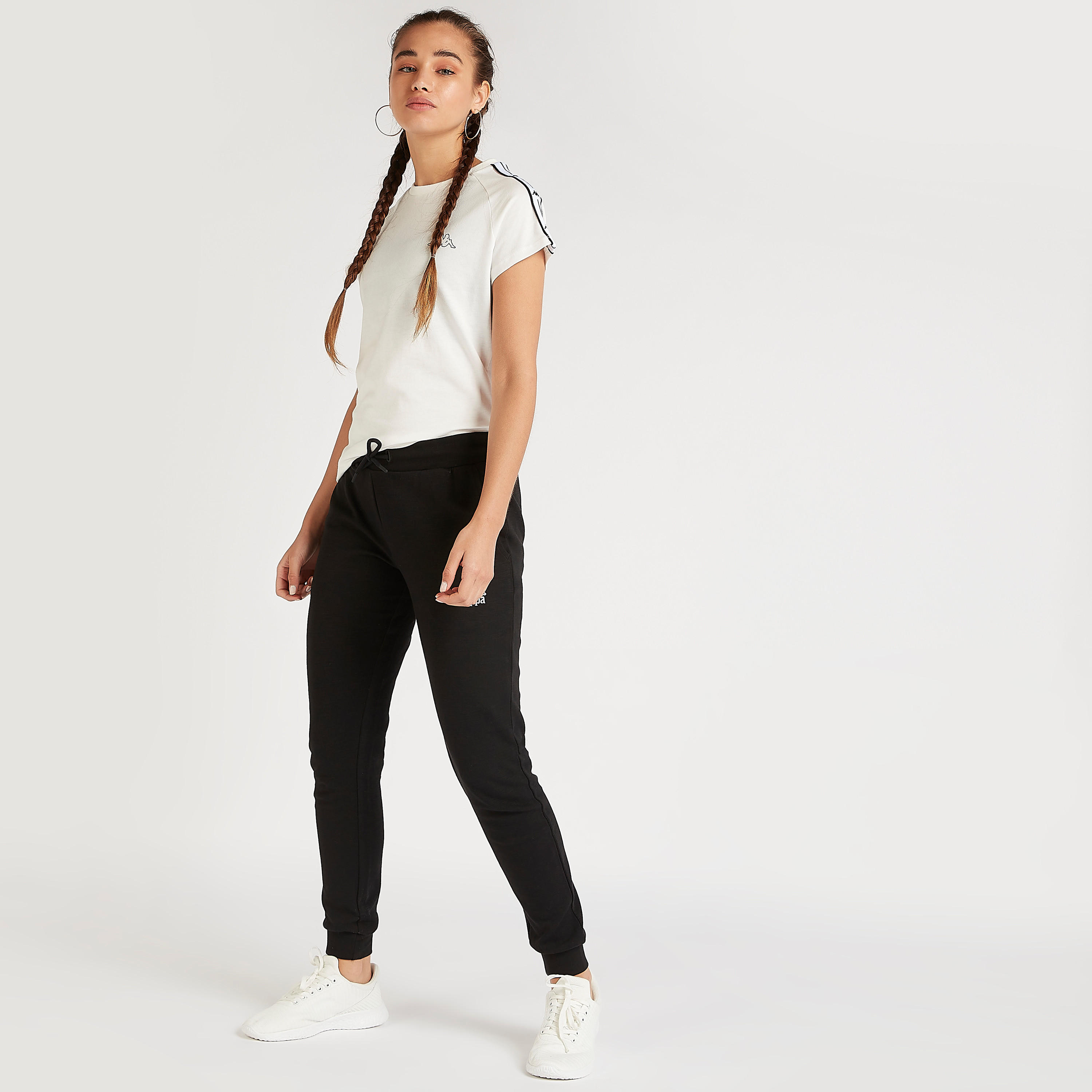تيشيرت بأكمام كاب بتفاصيل شريطة من كابا-women-clothing-sportswearandactivewear-tshirtsandvests-image-5