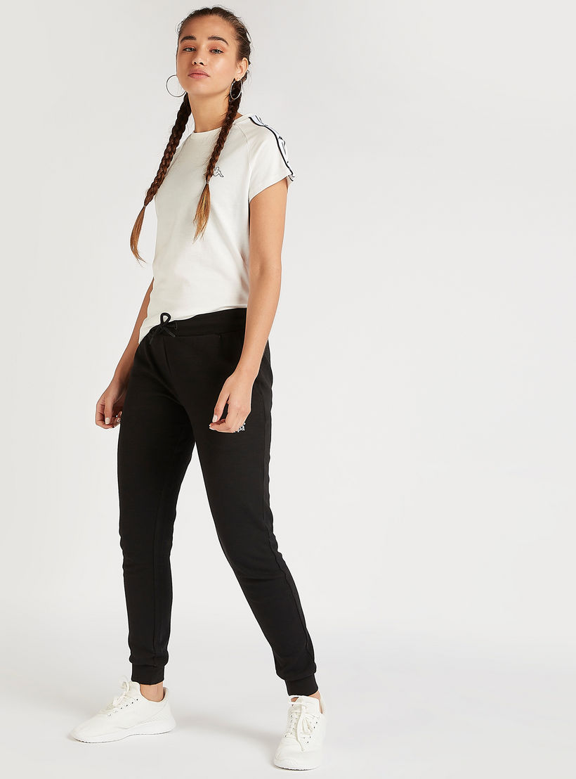تيشيرت بأكمام كاب بتفاصيل شريطة من كابا-women-clothing-sportswearandactivewear-tshirtsandvests-image-5