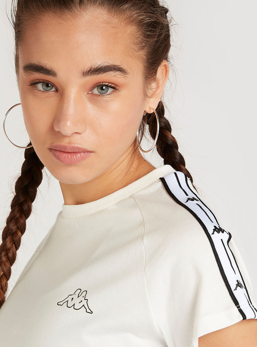 تيشيرت بأكمام كاب بتفاصيل شريطة من كابا-women-clothing-sportswearandactivewear-tshirtsandvests-image-4