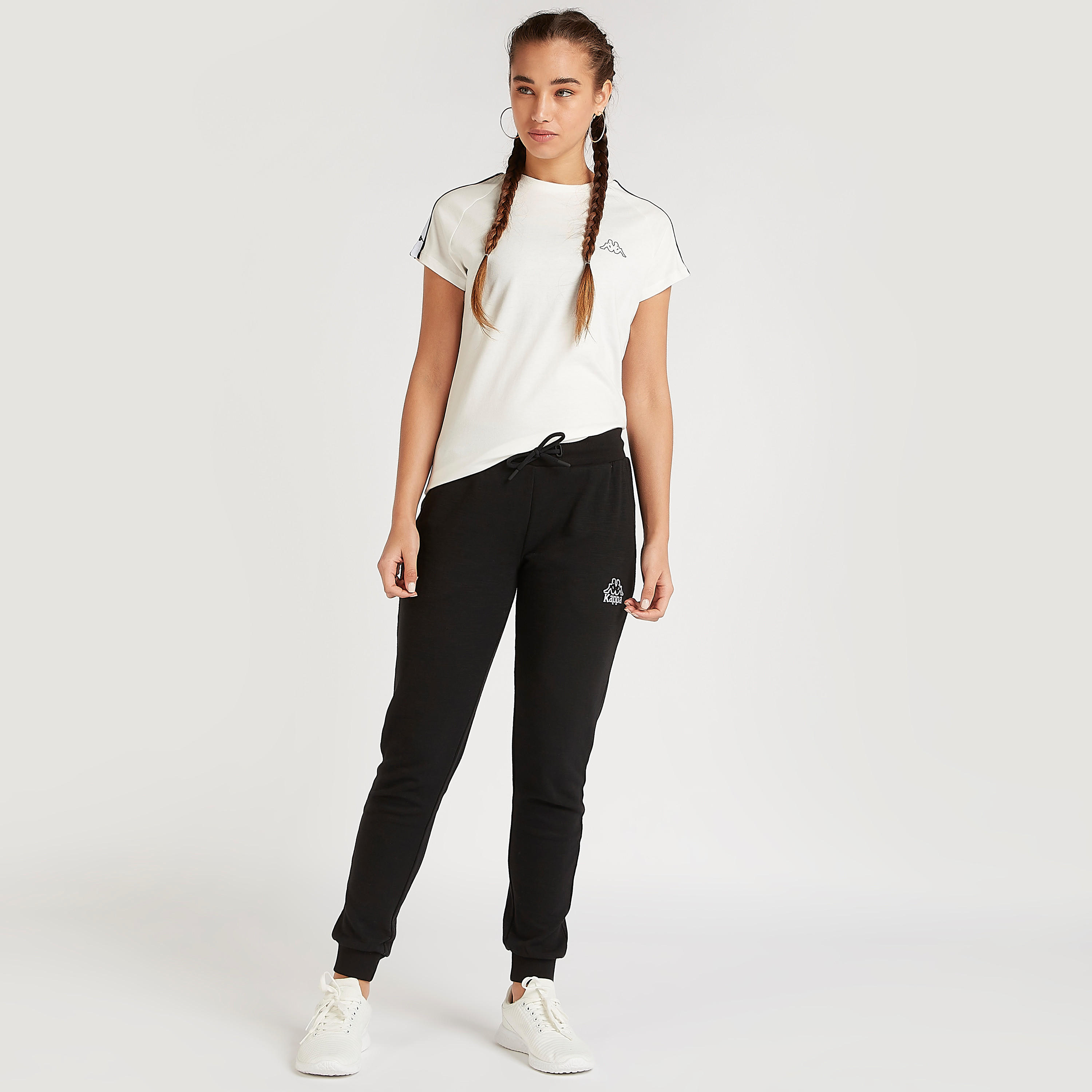 تيشيرت بأكمام كاب بتفاصيل شريطة من كابا-women-clothing-sportswearandactivewear-tshirtsandvests-image-2