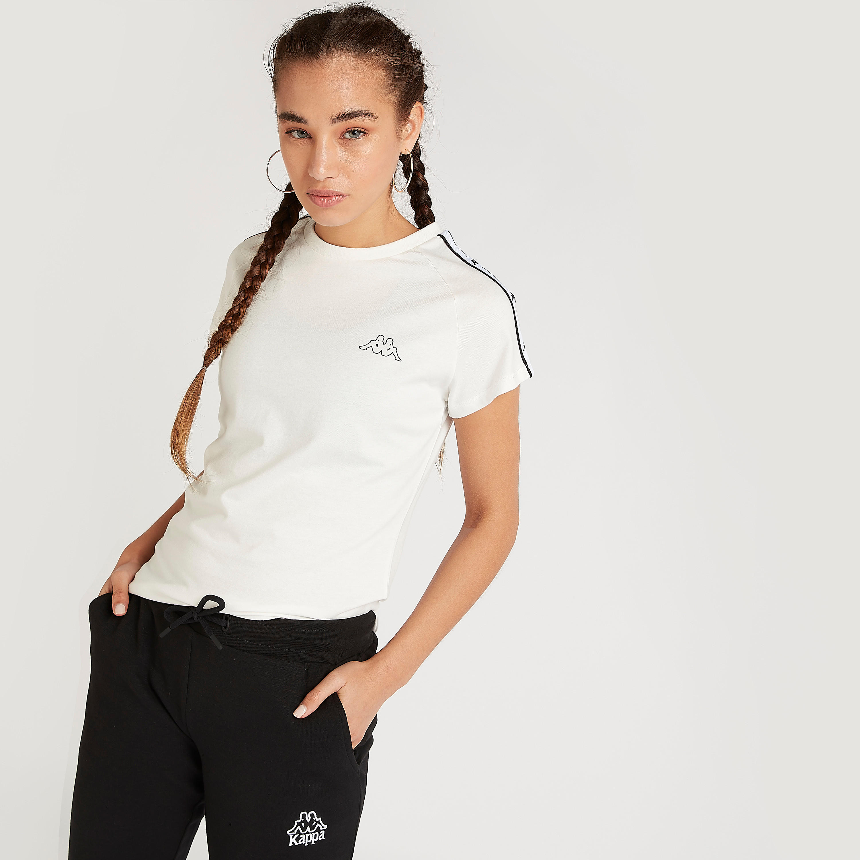 تيشيرت بأكمام كاب بتفاصيل شريطة من كابا-women-clothing-sportswearandactivewear-tshirtsandvests-image-1