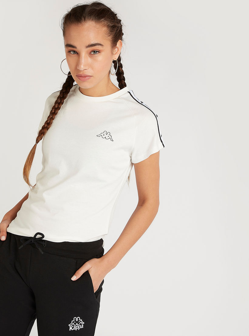 تيشيرت بأكمام كاب بتفاصيل شريطة من كابا-women-clothing-sportswearandactivewear-tshirtsandvests-image-1