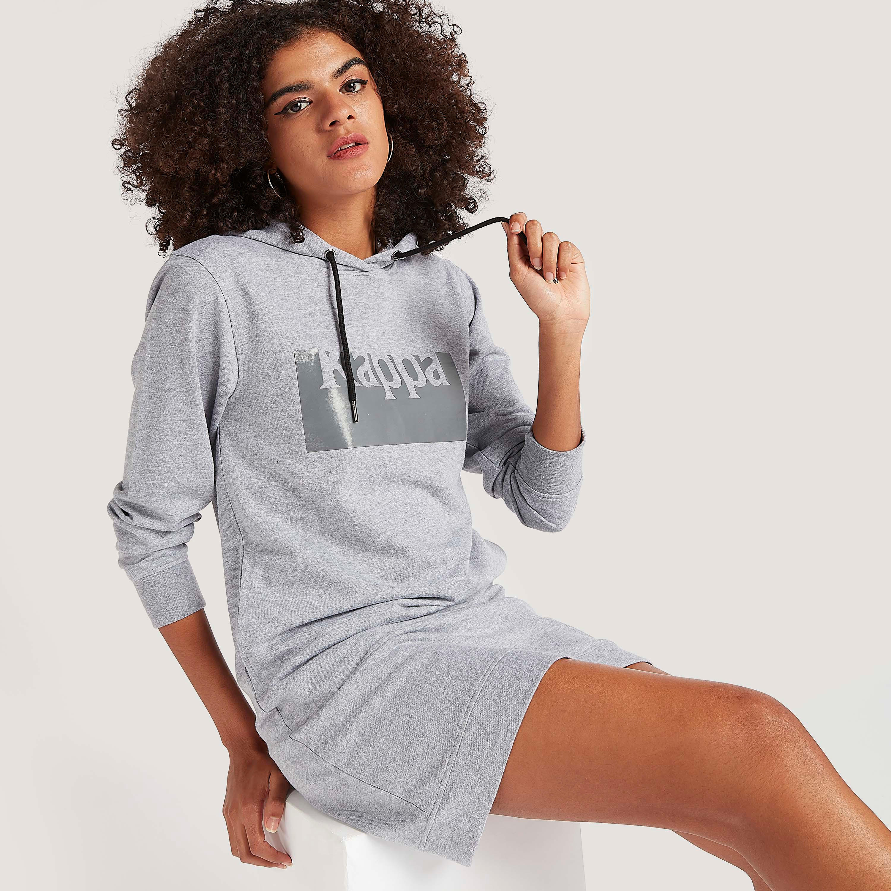 Kappa Printed Sweatshirt with Long Sleeves and Hood-women-clothing-sportswearandactivewear-hoodiesandsweatshirts-image-1