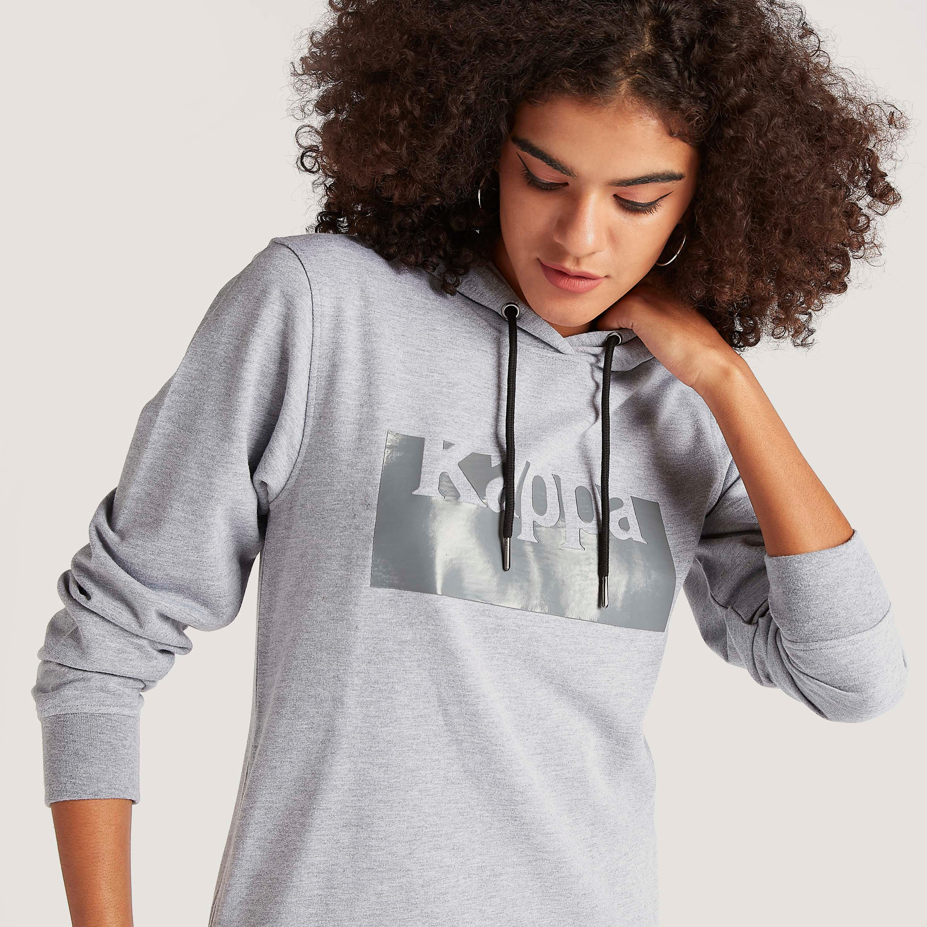 Kappa Printed Sweatshirt with Long Sleeves and Hood-women-clothing-sportswearandactivewear-hoodiesandsweatshirts-image-3