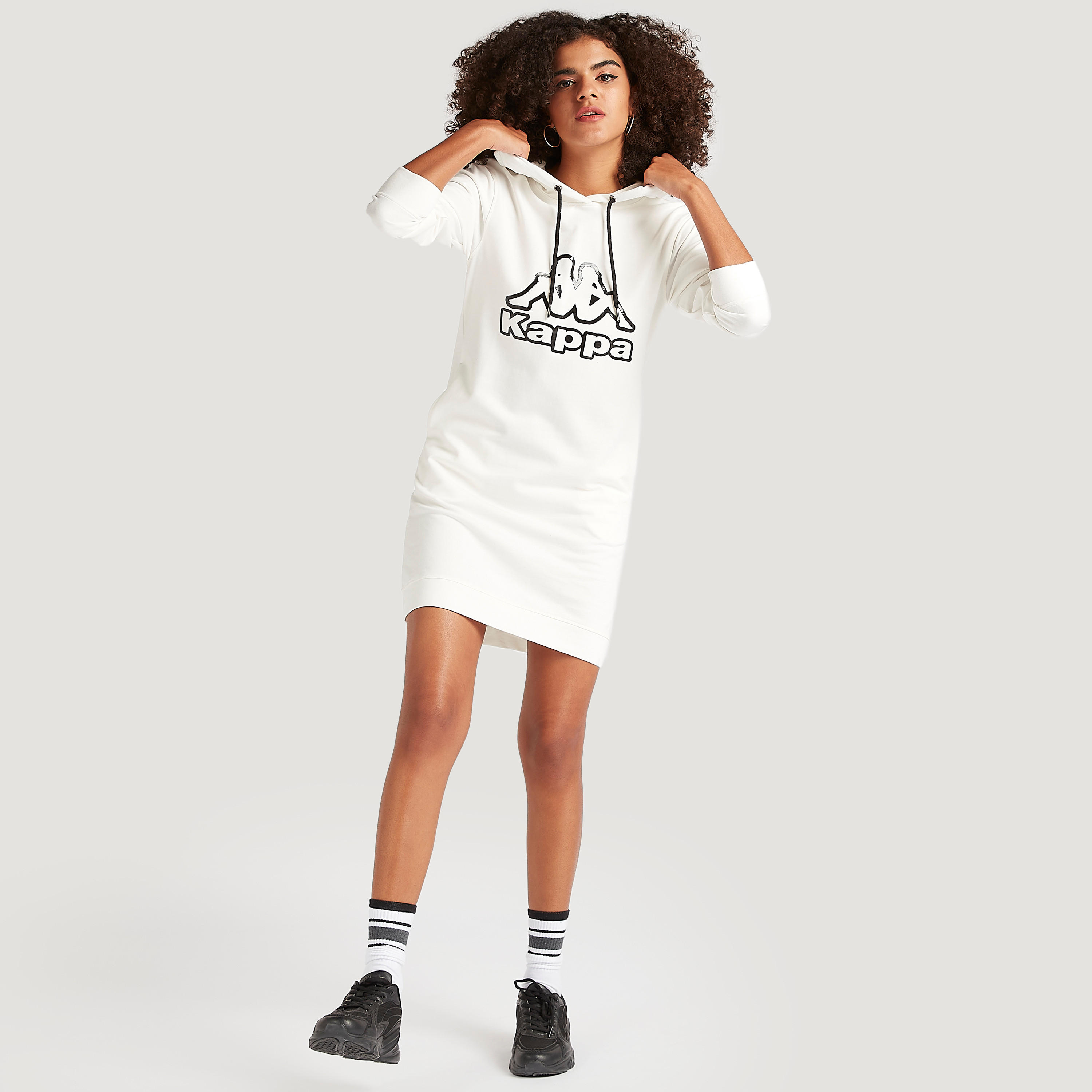 Kappa Printed Sweat Dress with Hood and Long Sleeves-women-clothing-sportswearandactivewear-hoodiesandsweatshirts-image-2
