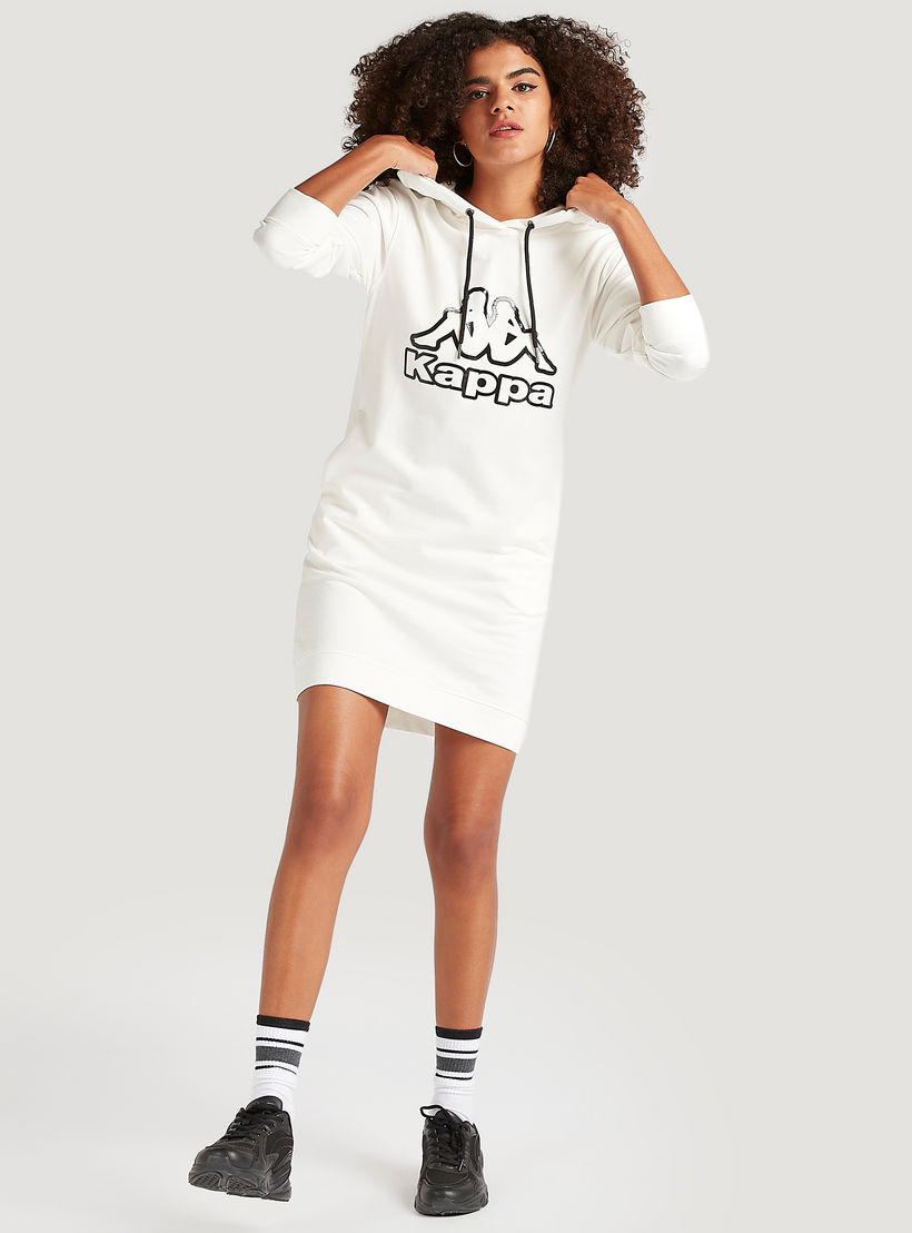 Kappa Printed Sweat Dress with Hood and Long Sleeves-women-clothing-sportswearandactivewear-hoodiesandsweatshirts-image-2