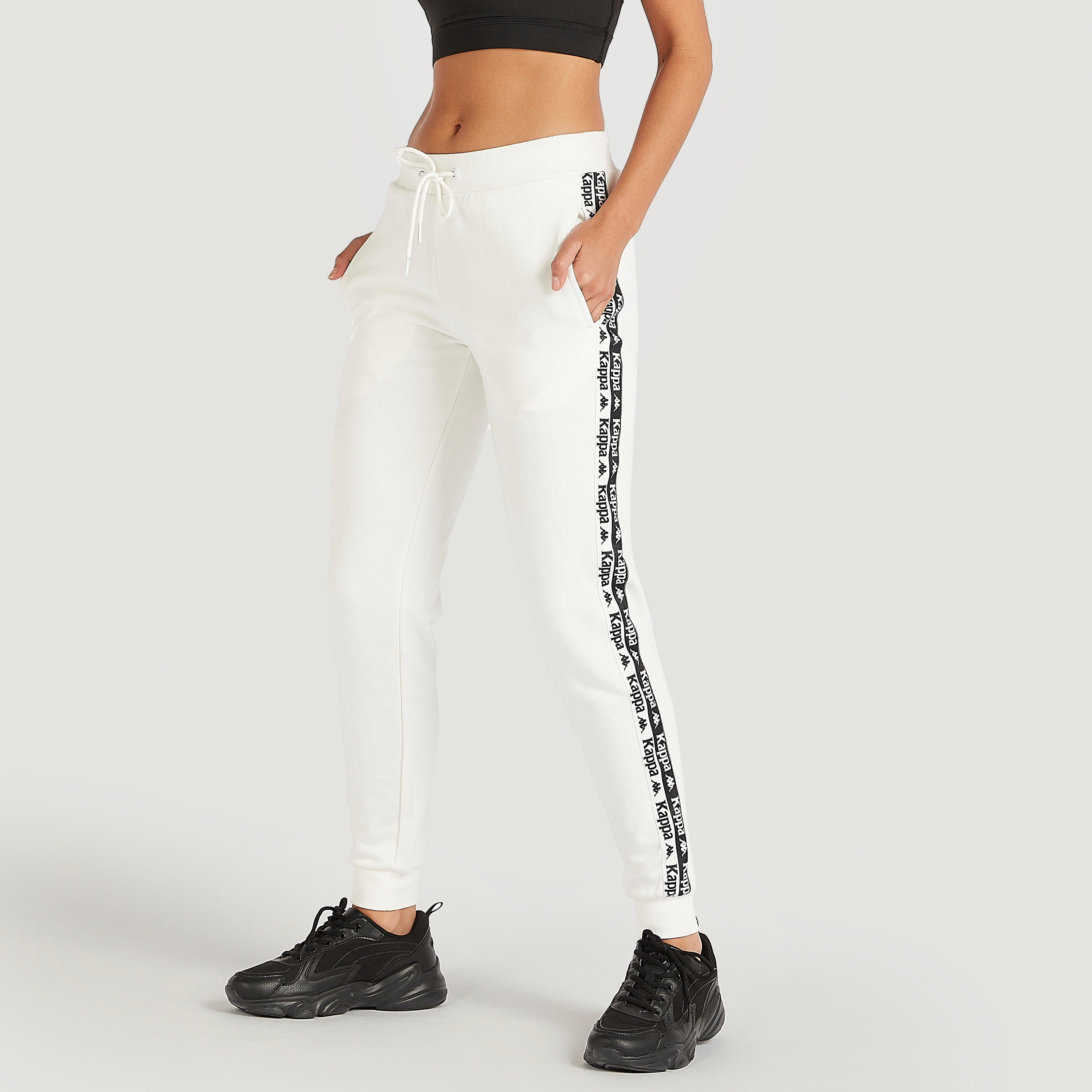 بنطلون رياضي سادة بتفاصيل شريطة شعار من كابا-women-clothing-bottoms-joggers-image-1