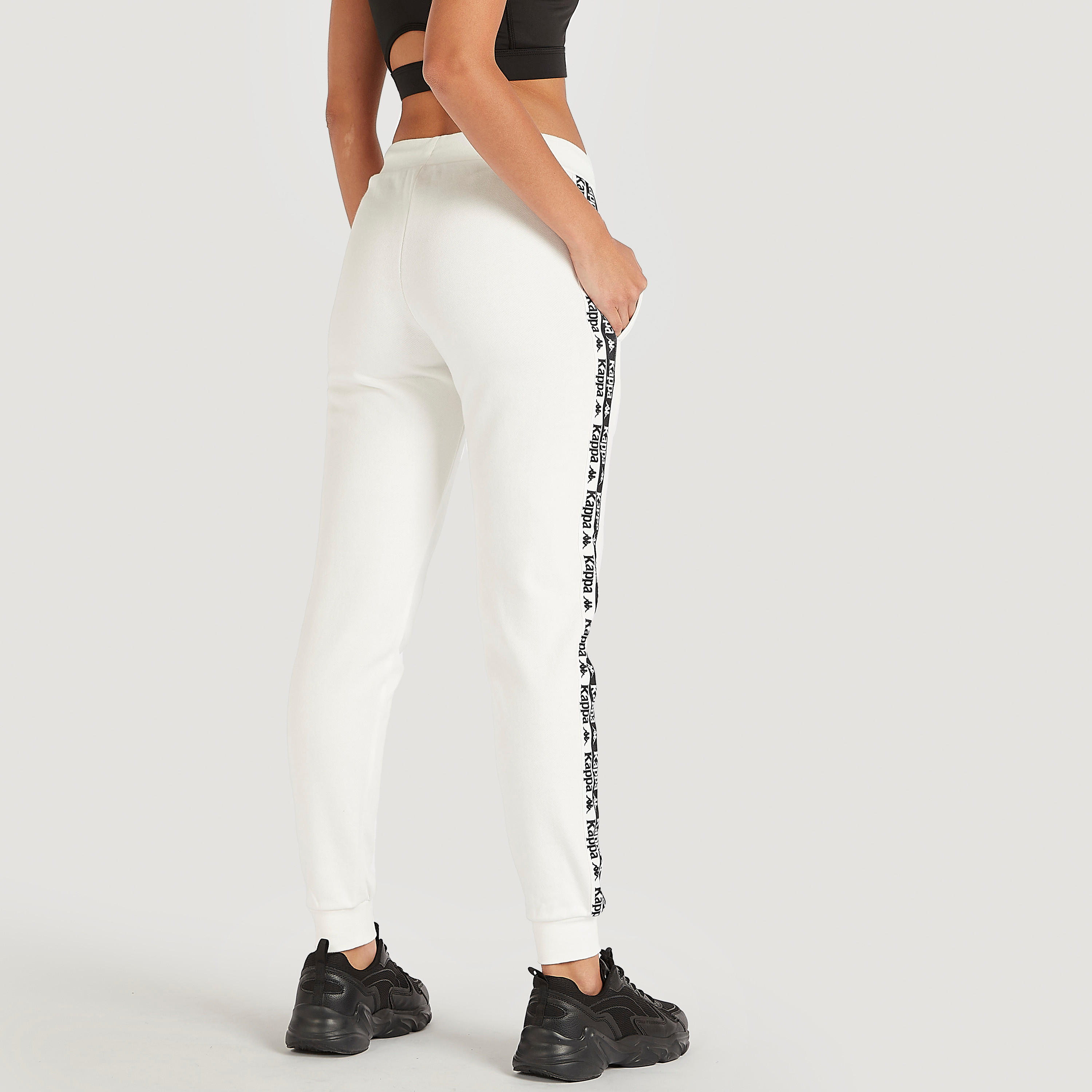 بنطلون رياضي سادة بتفاصيل شريطة شعار من كابا-women-clothing-bottoms-joggers-image-4