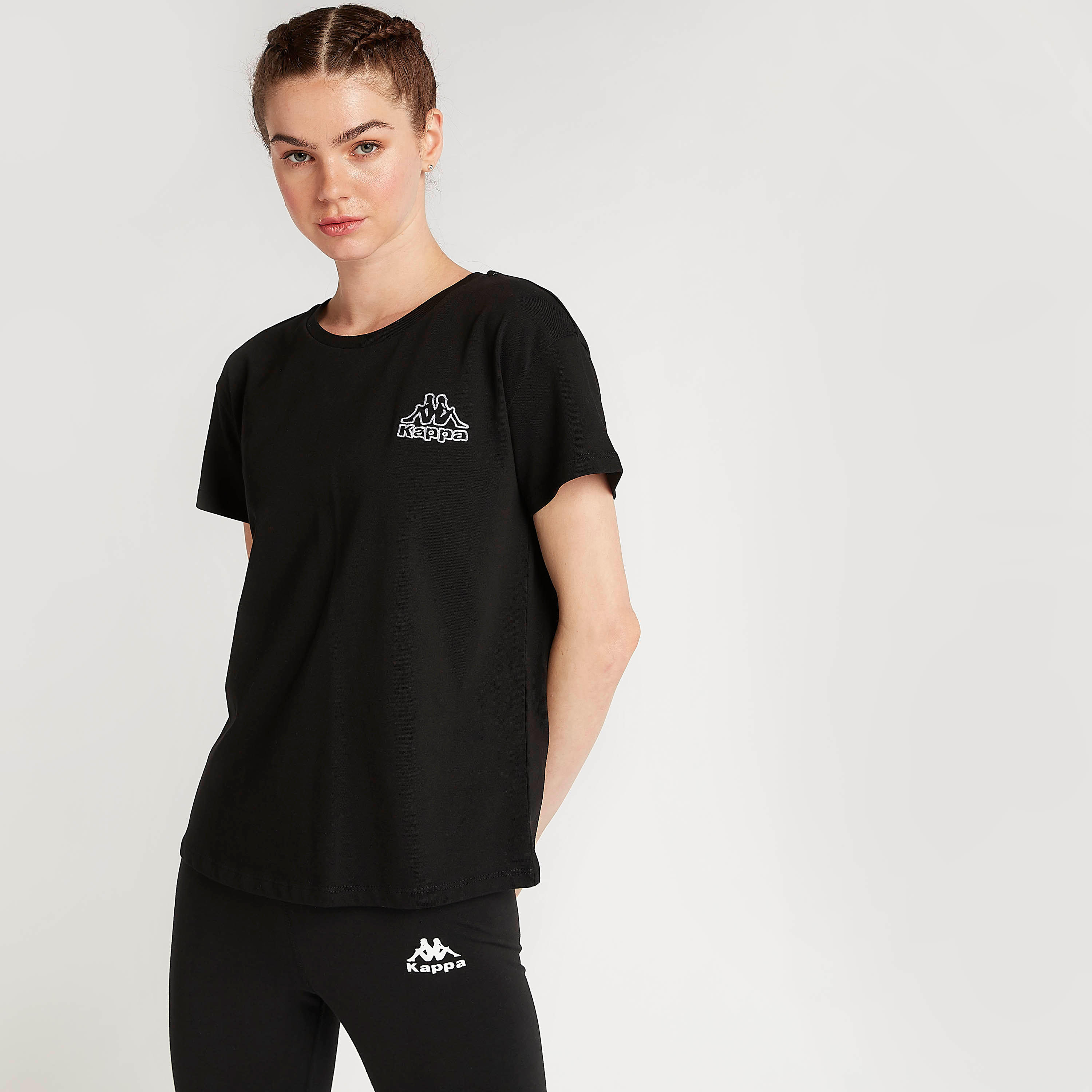 تيشيرت سادة بياقة مستديرة وأكمام قصيرة من كابا-women-clothing-sportswearandactivewear-tshirtsandvests-image-1