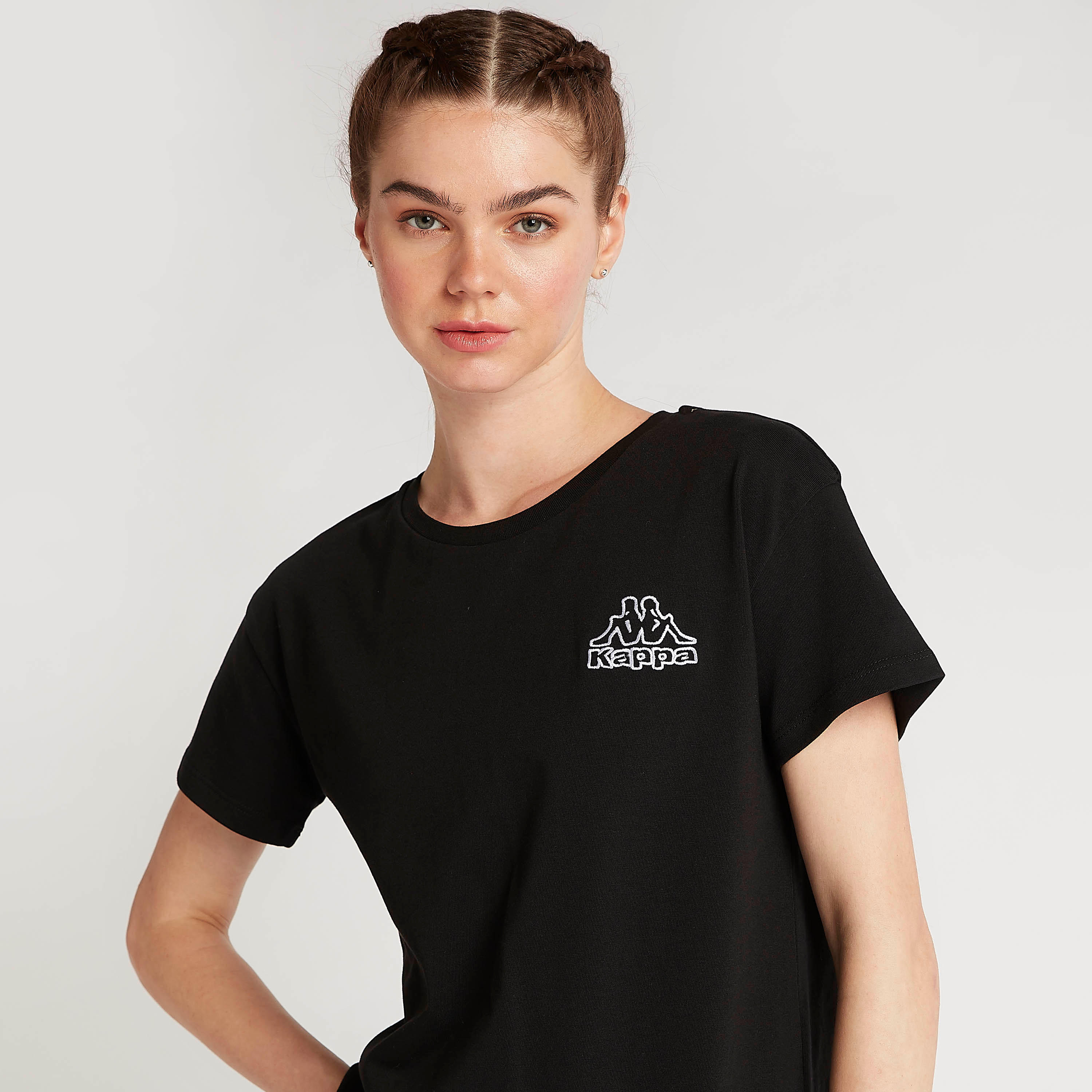 تيشيرت سادة بياقة مستديرة وأكمام قصيرة من كابا-women-clothing-sportswearandactivewear-tshirtsandvests-image-3