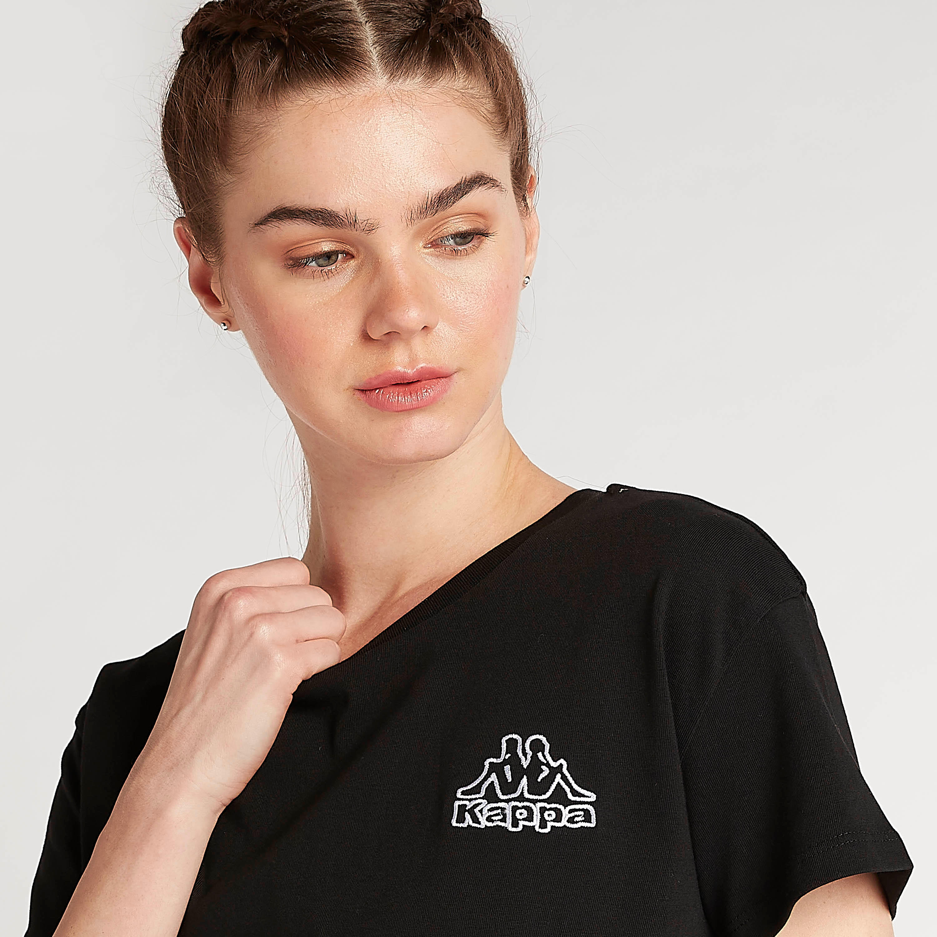 تيشيرت سادة بياقة مستديرة وأكمام قصيرة من كابا-women-clothing-sportswearandactivewear-tshirtsandvests-image-5