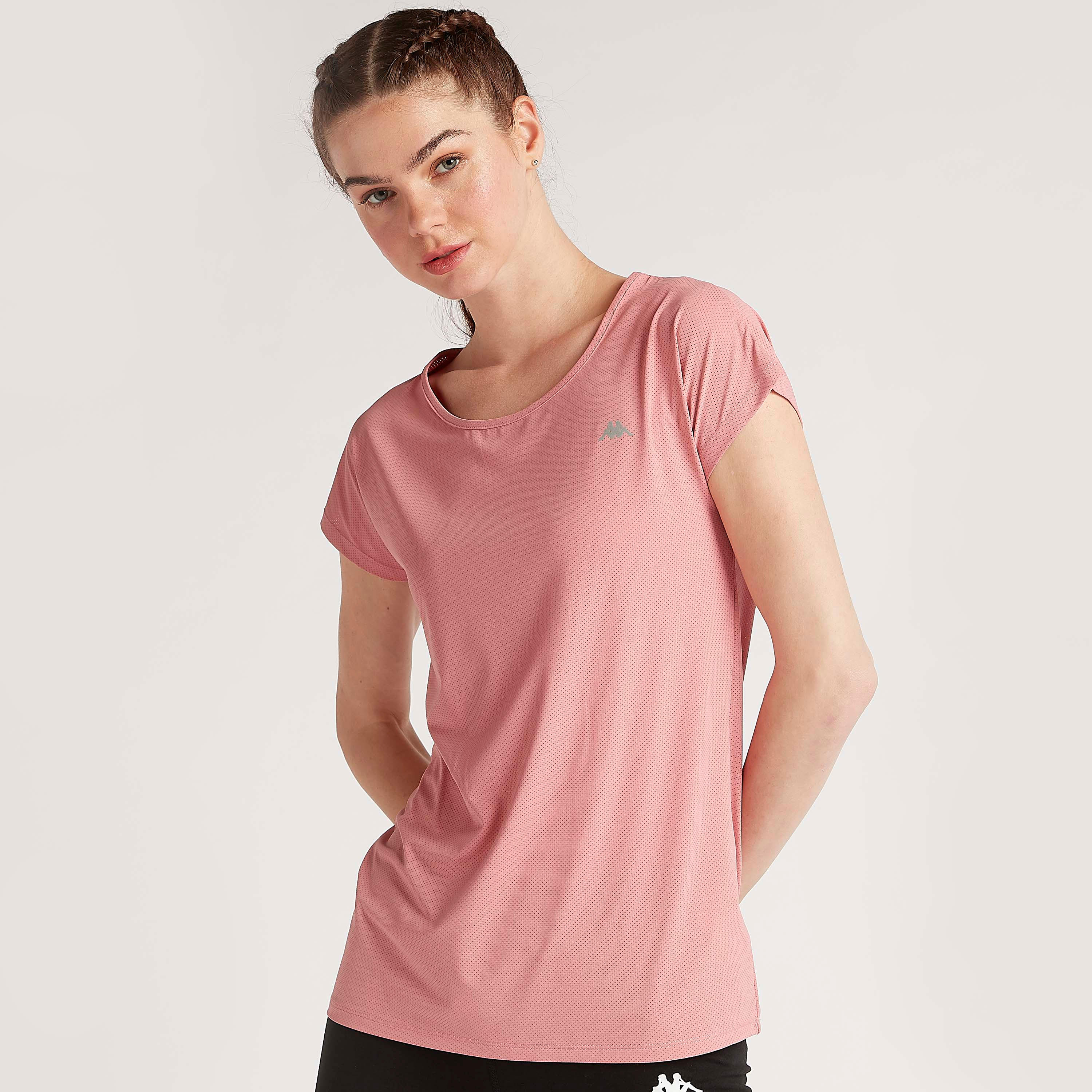 تيشيرت بياقة مستديرة وأكمام كاب من كابا-women-clothing-sportswearandactivewear-tshirtsandvests-image-5