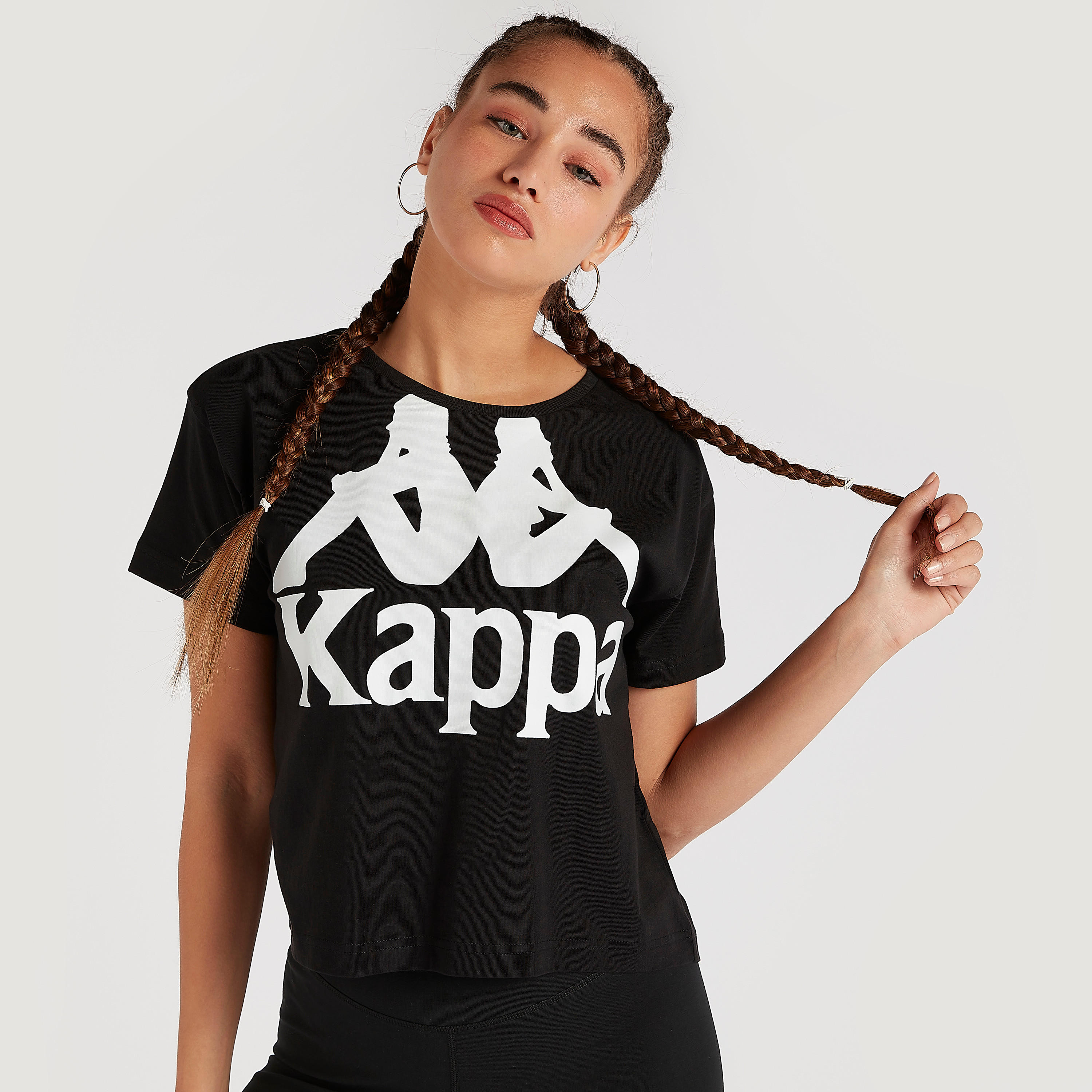 Kappa Printed Round Neck T-shirt with Short Sleeves-women-clothing-sportswearandactivewear-tshirtsandvests-image-1