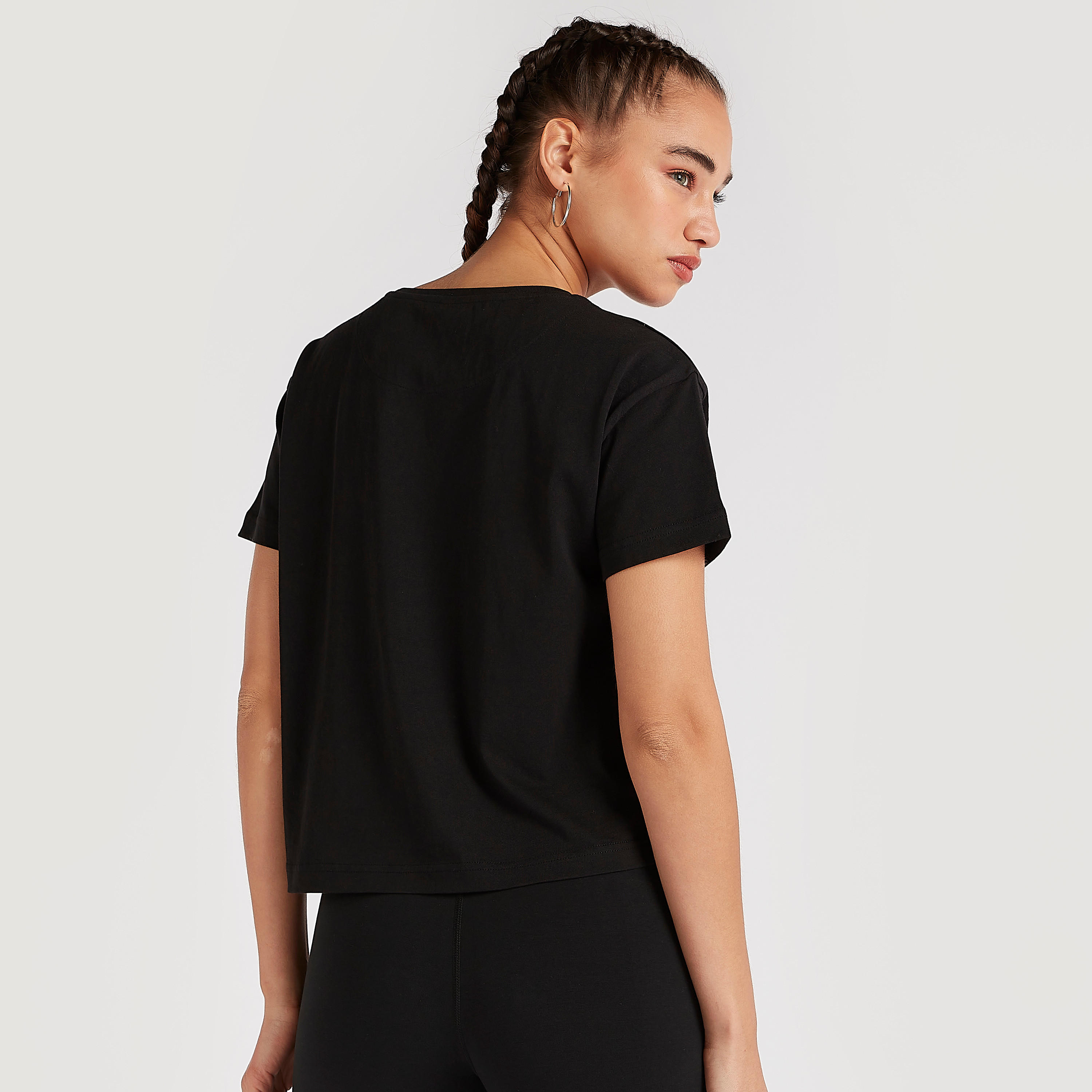Kappa Printed Round Neck T-shirt with Short Sleeves-women-clothing-sportswearandactivewear-tshirtsandvests-image-4