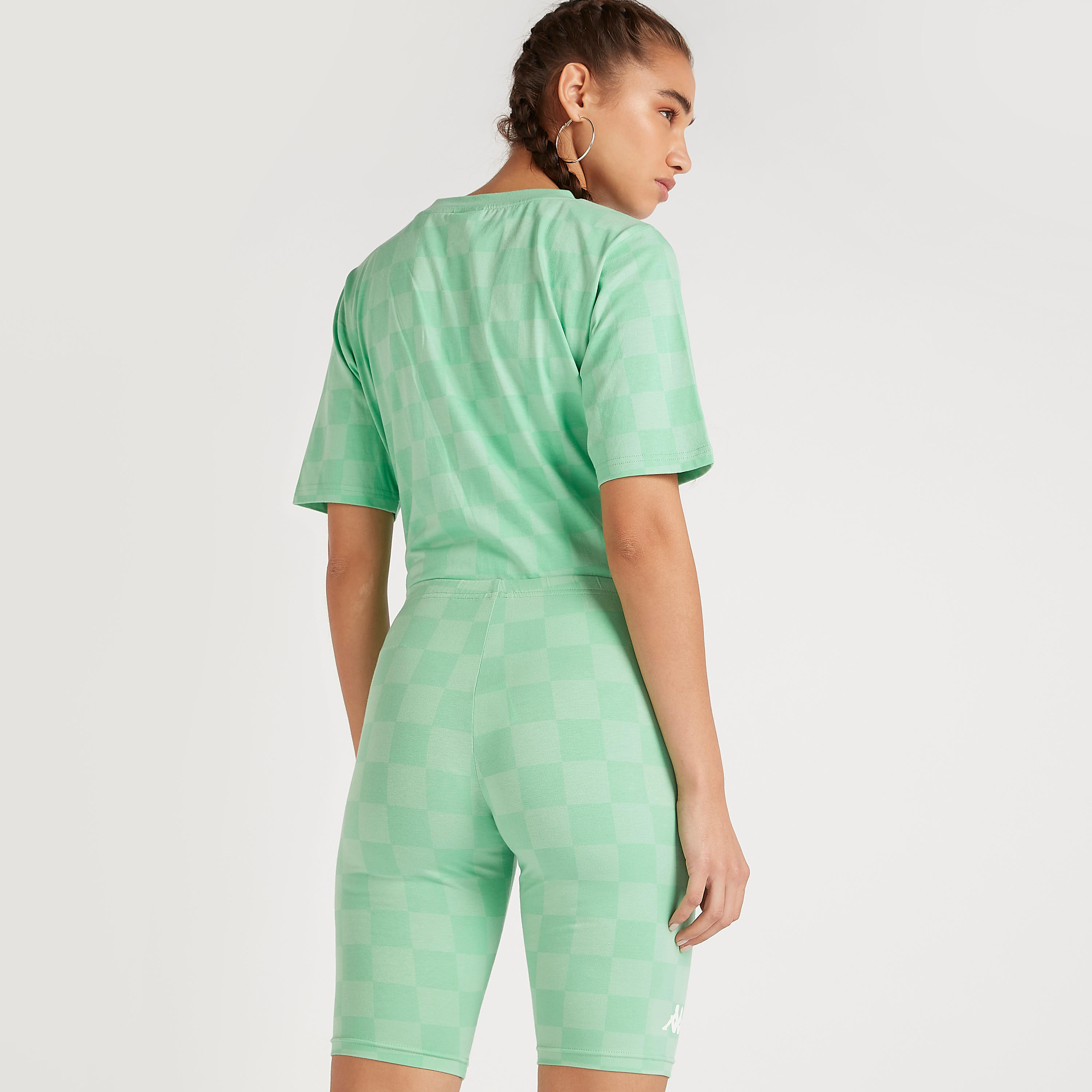 شورت كاروهات بطبعات وخصر مطاطي من كابا-women-clothing-bottoms-leggings-image-3