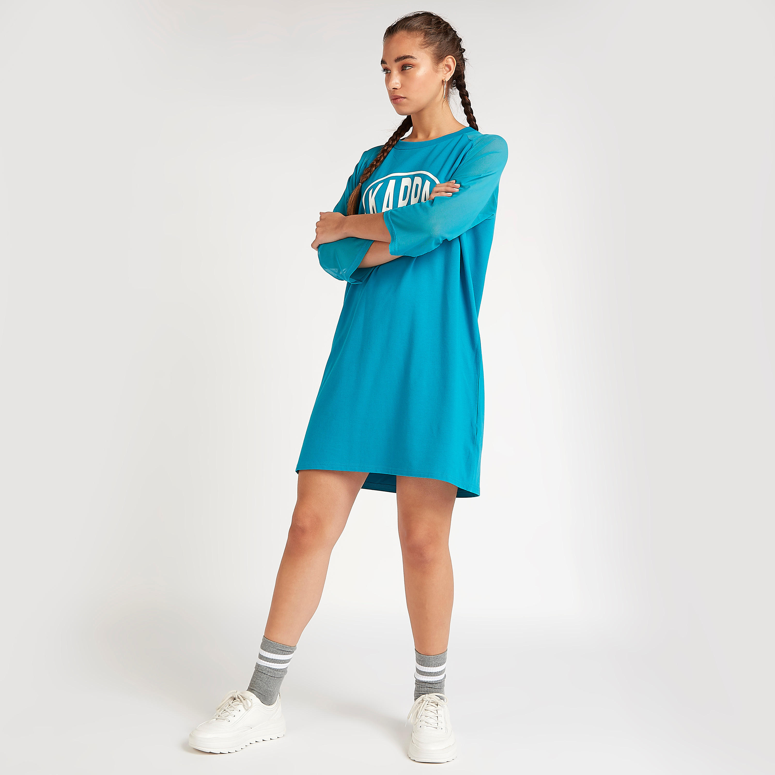 تيشيرت بياقة مستديرة وأكمام 3/4 وطبعات من كابا-women-clothing-sportswearandactivewear-tshirtsandvests-image-3